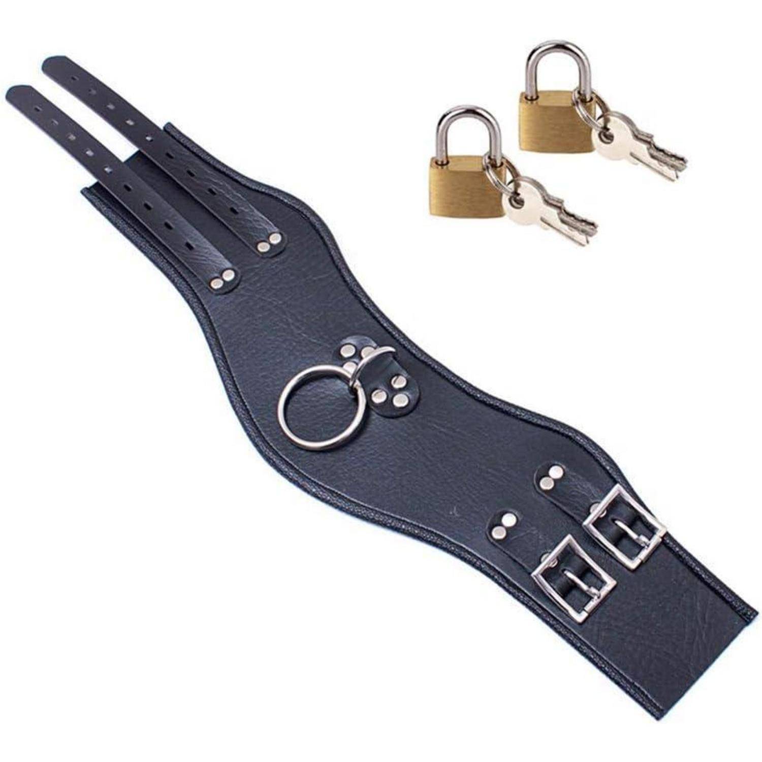 Leder Halsband O-Ring Flirt Gothic SM Choker Abschließbar Schwarz