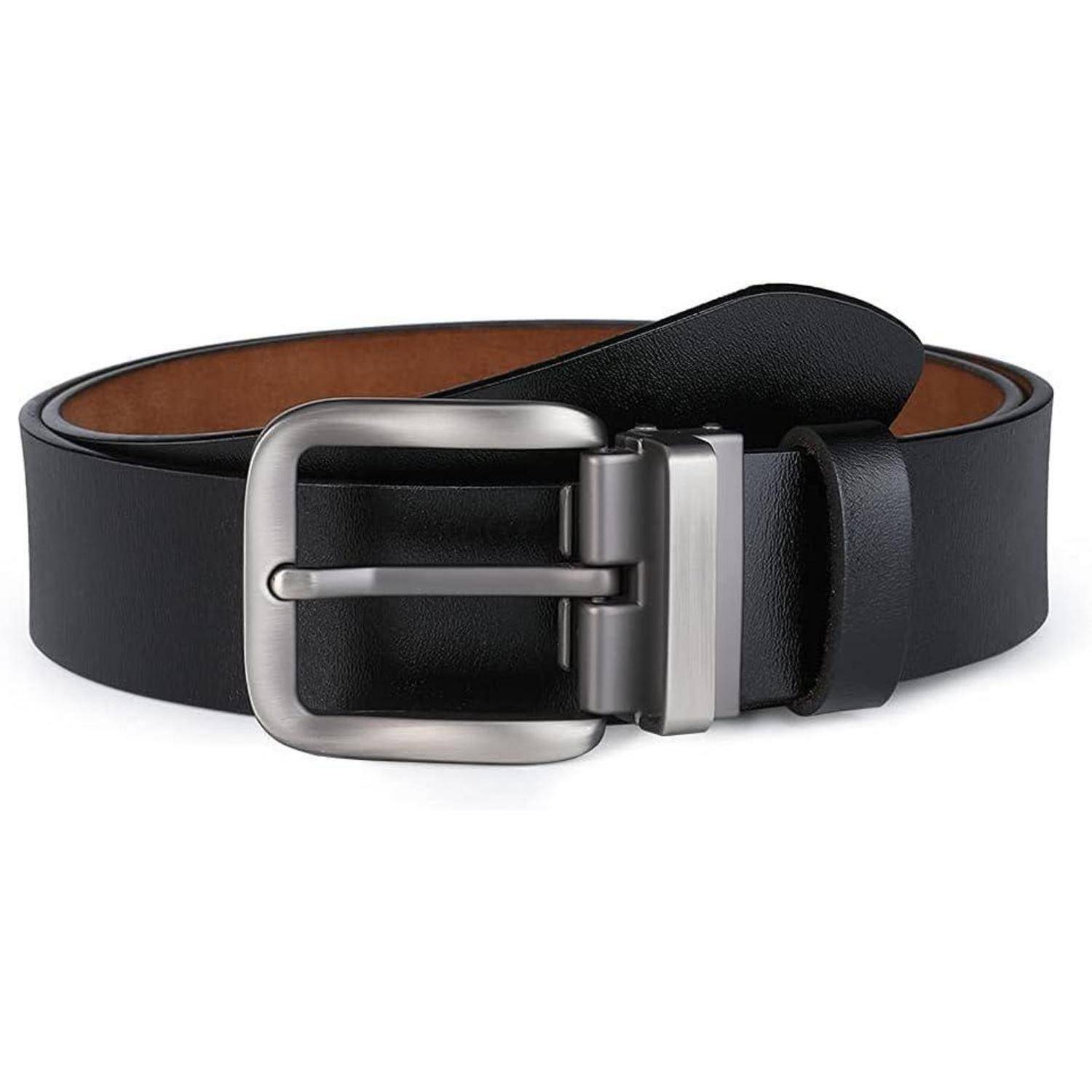 Gürtel Herren Ledergürtel 110-180cm Schnalle Einstellbar 120 Schwarz