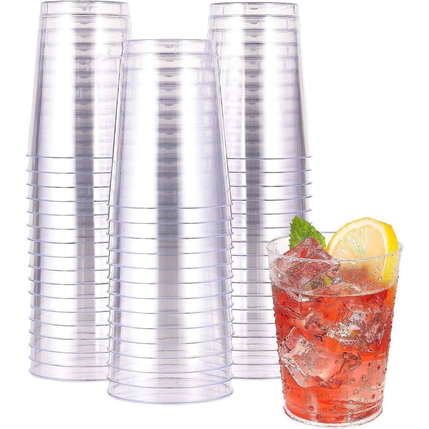 50 Stück Transparente Plastikbecher 300ml Elegante Party Weingläser