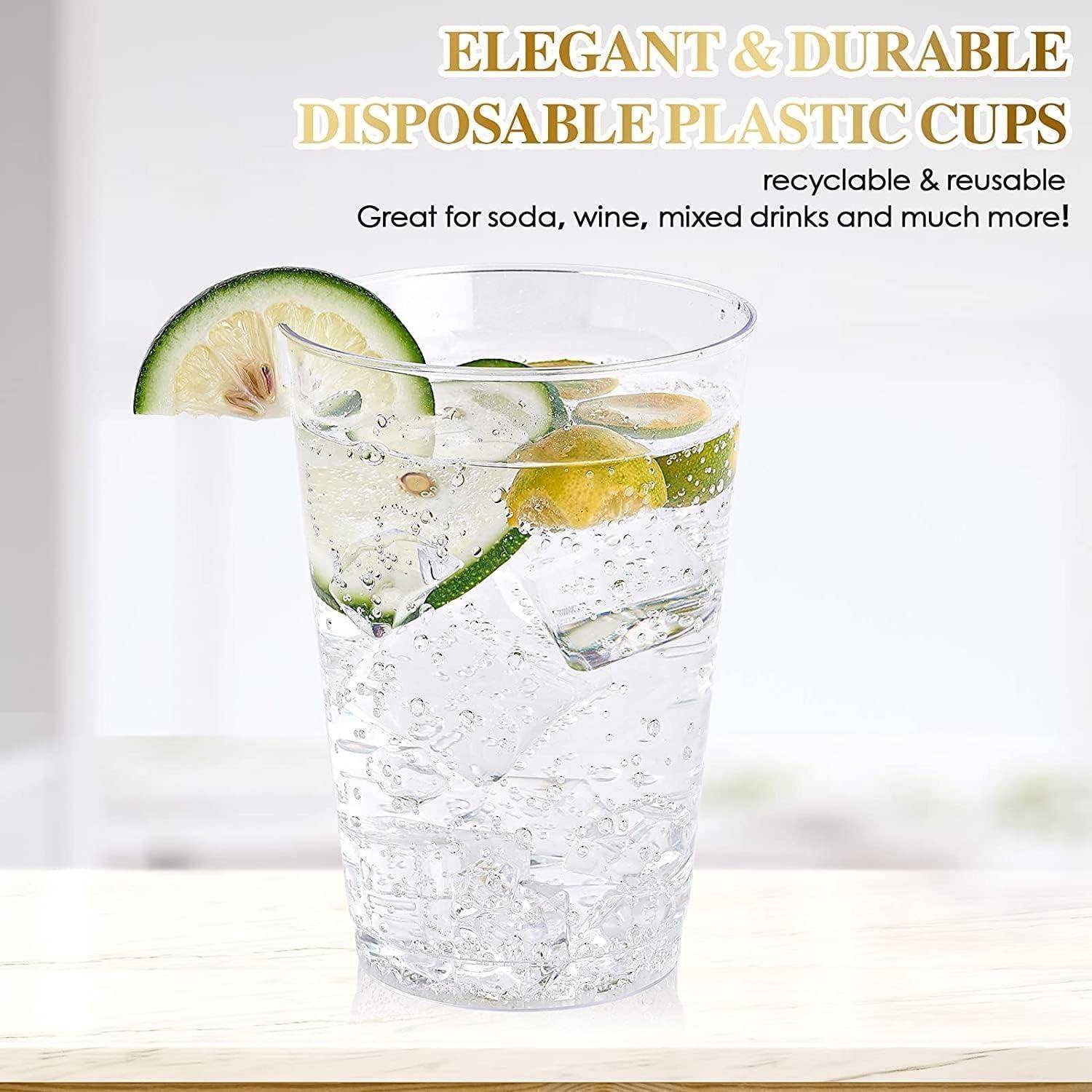 50 Stück Transparente Plastikbecher 300ml Elegante Party Weingläser