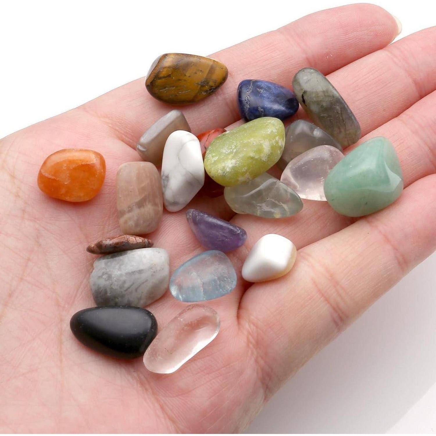 Naturstein Chakra-Set mit 20 verschiedenen Edelsteinen Trommelsteine