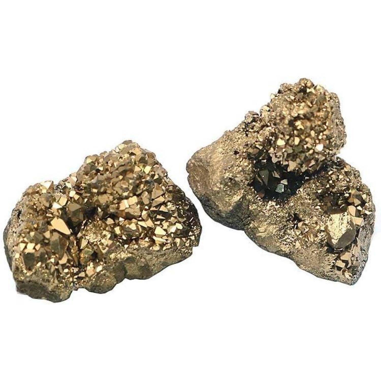 2er Set natürlicher Pyrit- und Quarzstein für Chakra Energie