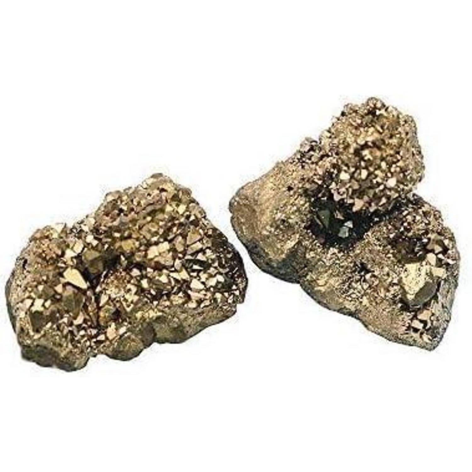 2er Set natürlicher Pyrit- und Quarzstein für Chakra Energie