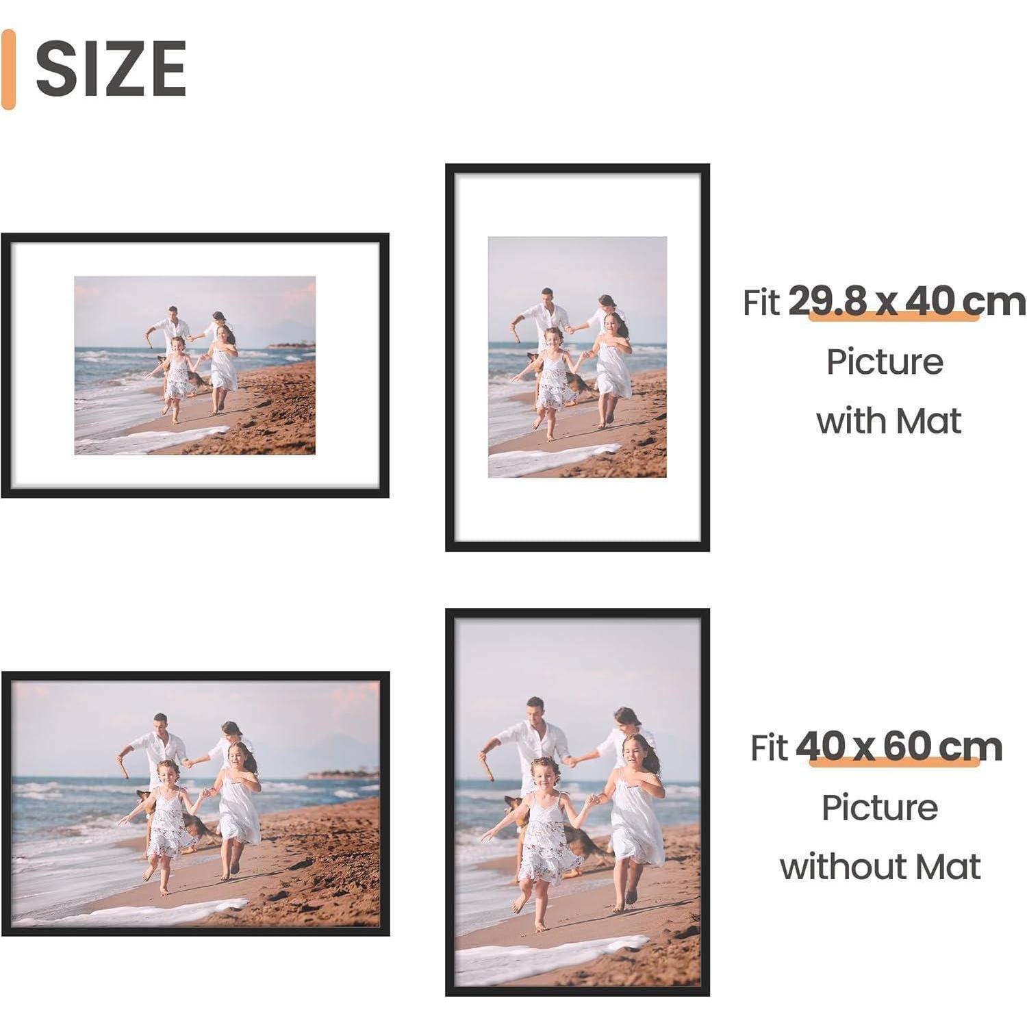 3er Set Bilderrahmen 40x60cm Schwarz für Fotos, Poster - Geschenk für
