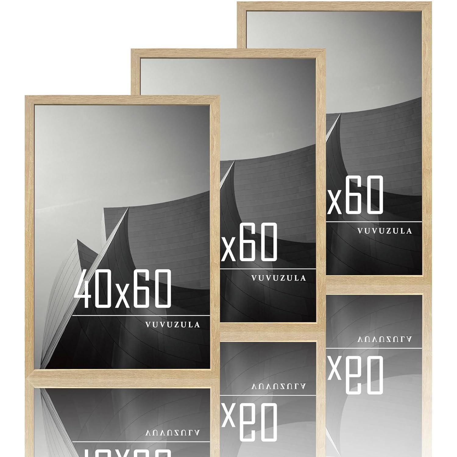 Bilderrahmen 40x60cm Holz Fotorahmen MDF Rahmen Eiche Natur 3er Set