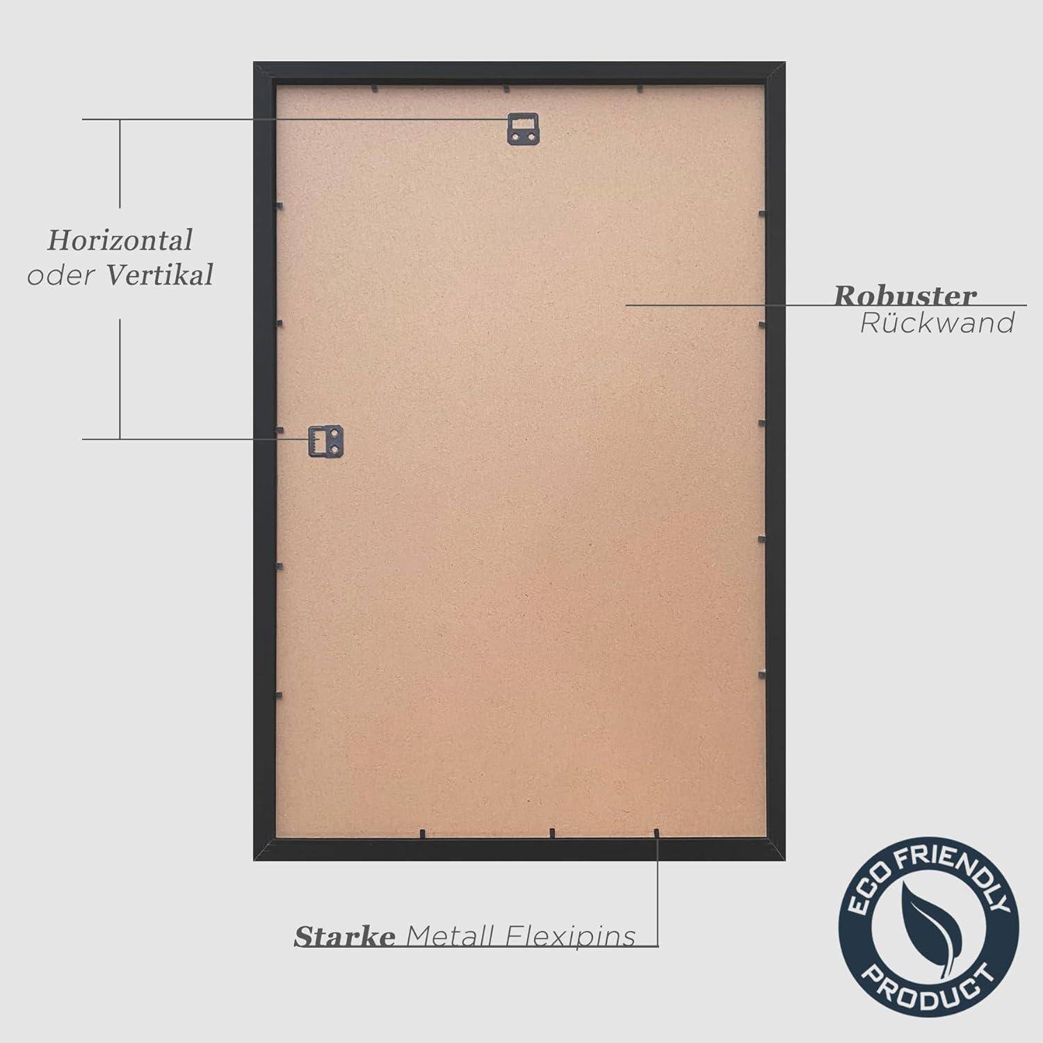 Bilderrahmen Schwarz 40x60cm Holz Fotorahmen MDF Acrylglas 3er Set