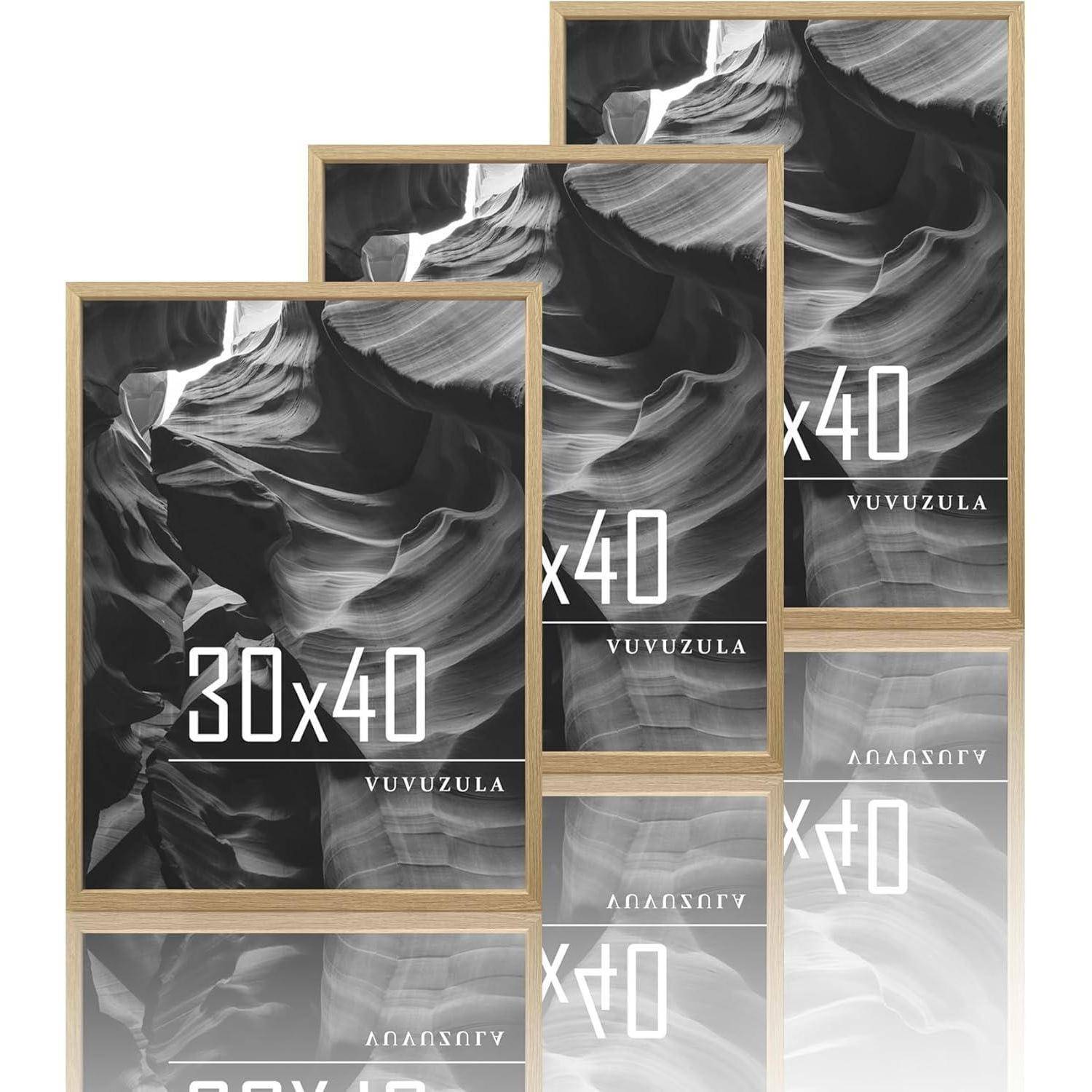 Bilderrahmen 30x40cm Eiche 3er Set Holzrahmen Fotorahmen in Natur