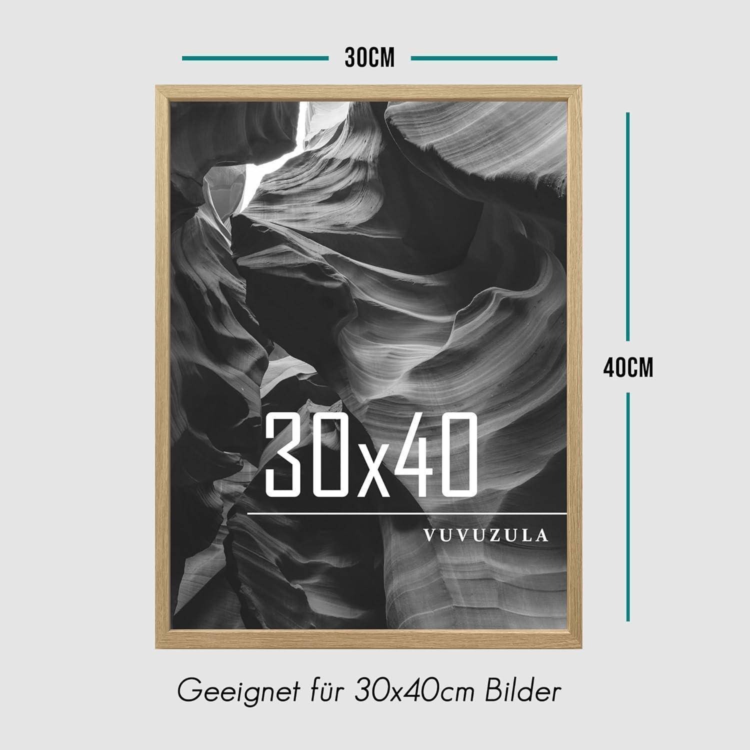 Bilderrahmen 30x40cm Eiche 3er Set Holzrahmen Fotorahmen in Natur