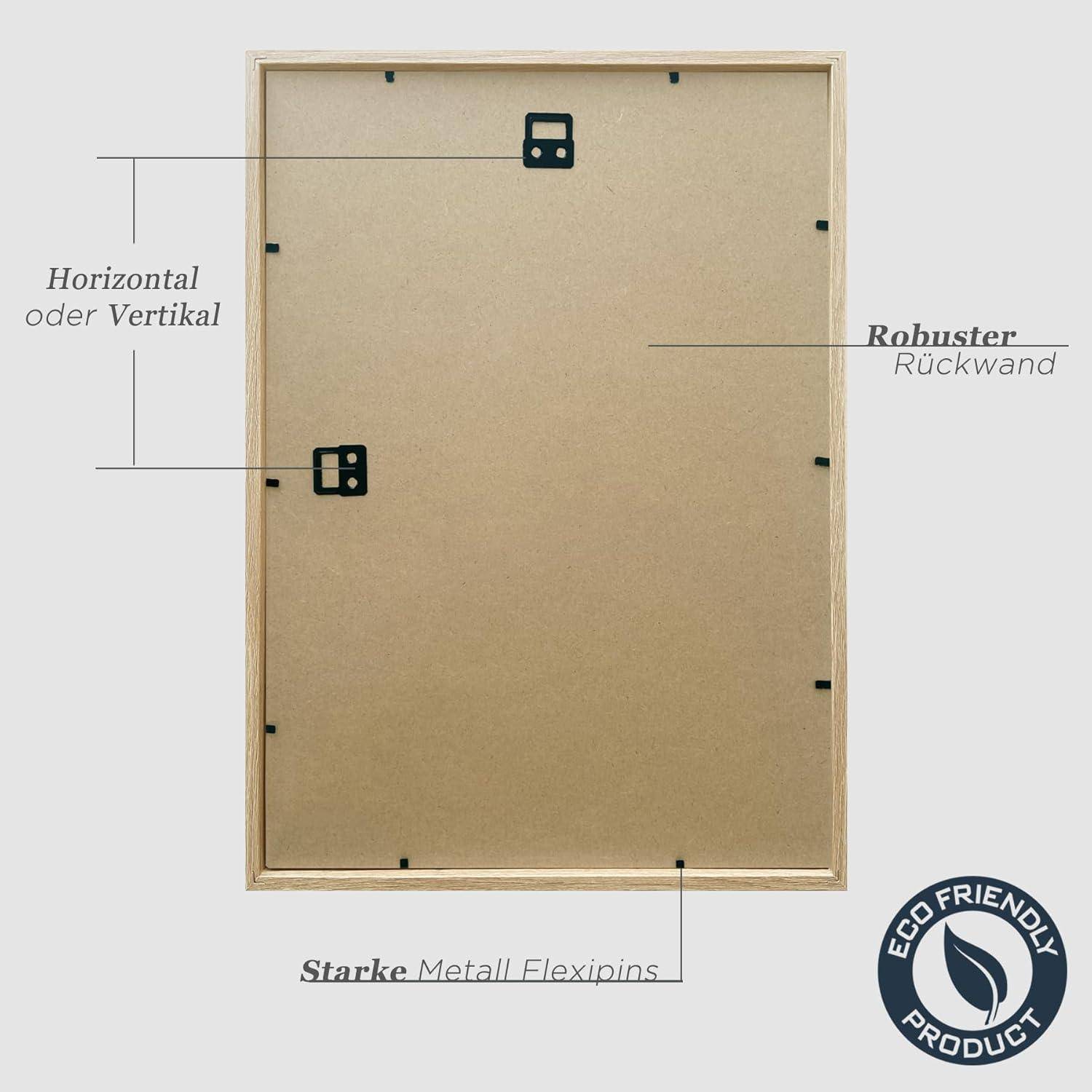 Bilderrahmen 30x40cm Eiche 3er Set Holzrahmen Fotorahmen in Natur