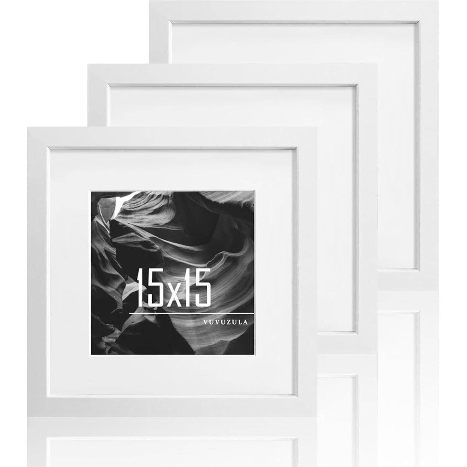 Bilderrahmen 15x15cm Weiß Holz 3er Set Quadratisch Fotorahmen MDF