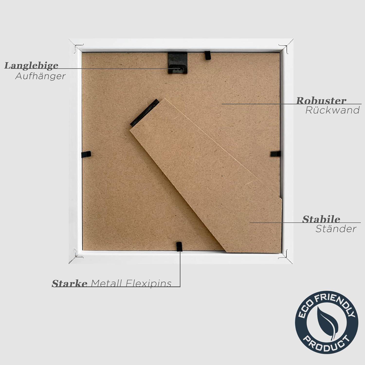 Bilderrahmen 15x15cm Weiß Holz 3er Set Quadratisch Fotorahmen MDF