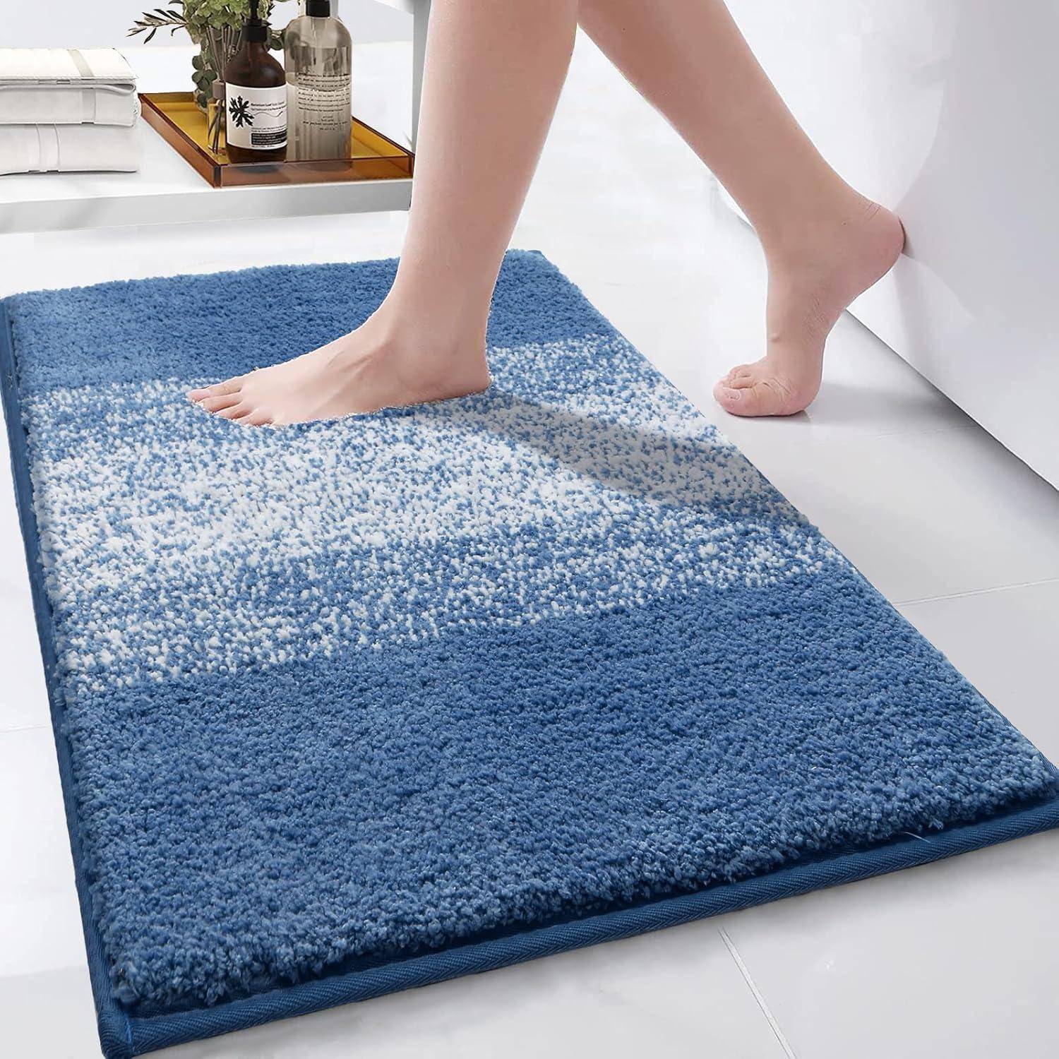 Weicher Groß Badeteppich rutschfest 80x120cm Blau Maschinenwaschbar