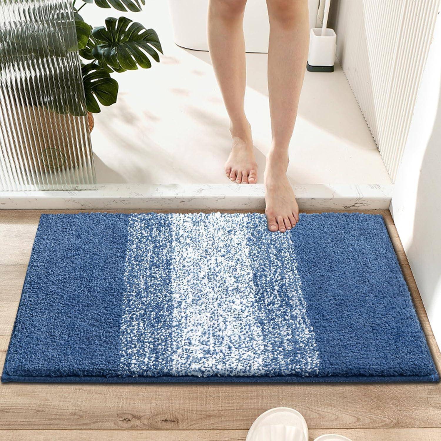 Weicher Groß Badeteppich rutschfest 80x120cm Blau Maschinenwaschbar