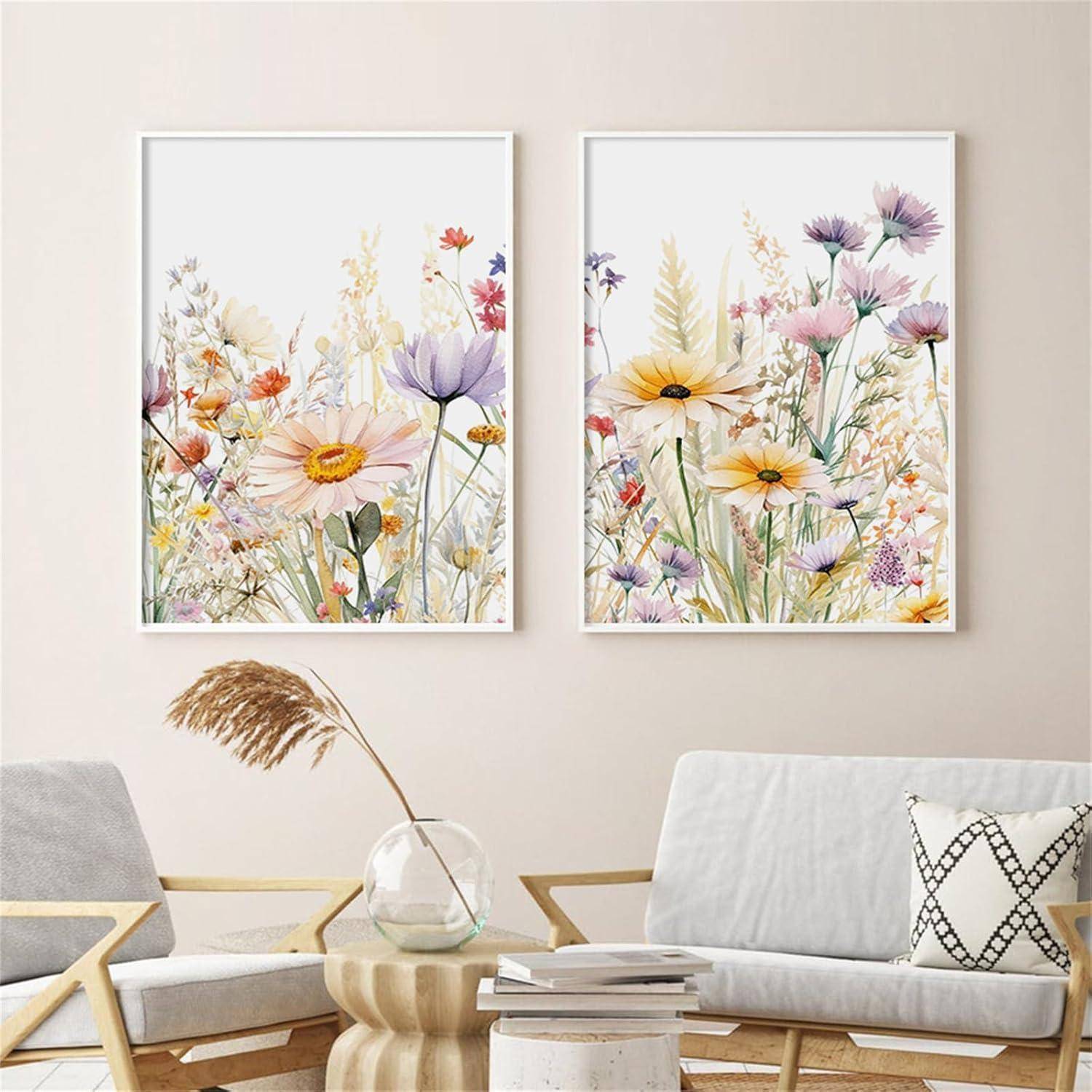 Blumen Poster Gänseblümchen Wandbilder 3er Set Leinwand Kunstdrucke 40