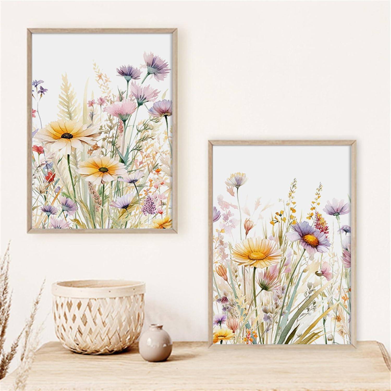 Blumen Poster Gänseblümchen Wandbilder 3er Set Leinwand Kunstdrucke 40