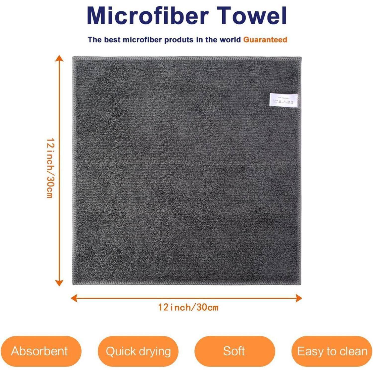 Mikrofasertücher 10er Set Grau 30x30cm saugfähig fusselfrei