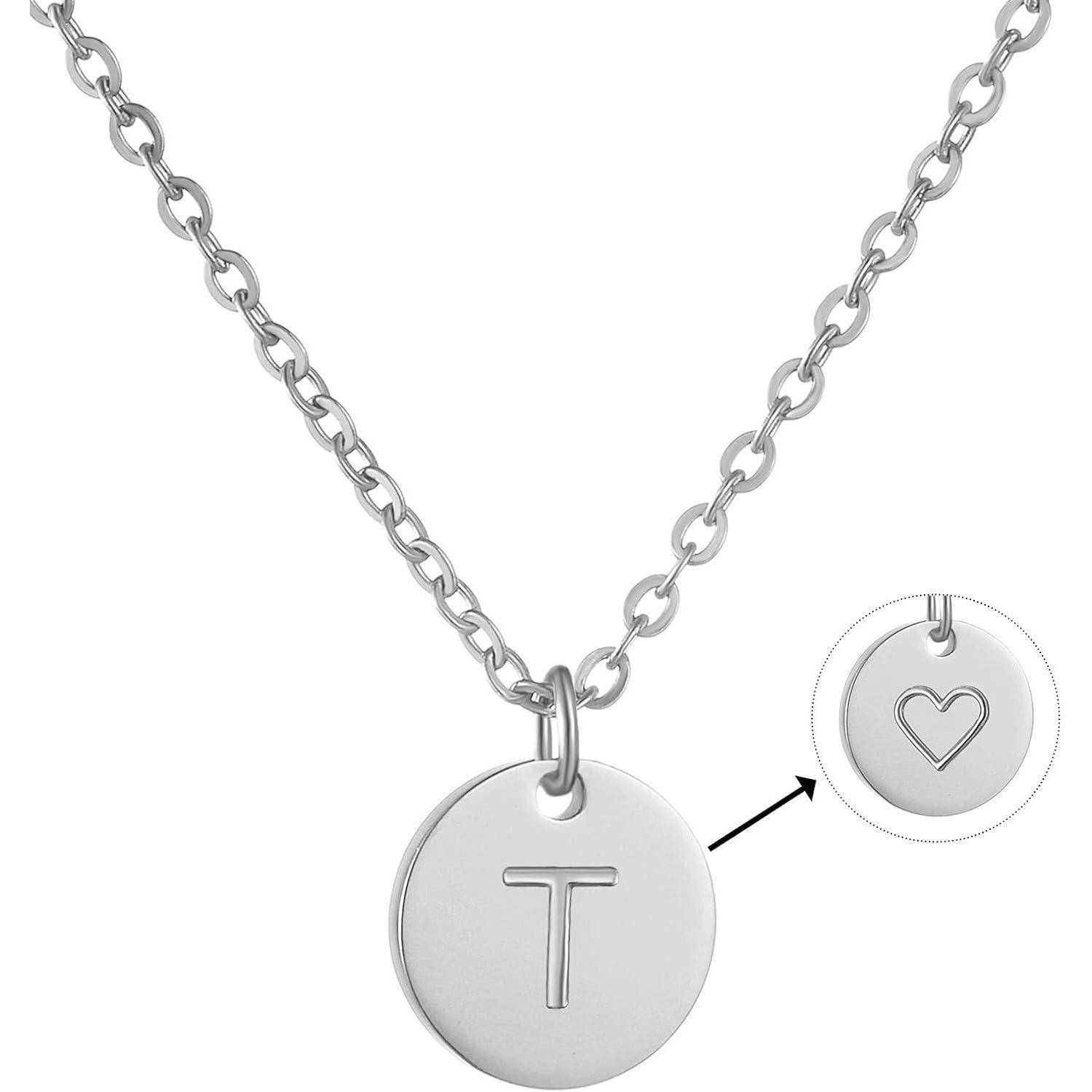 Damen Initialen Kette Buchstaben Anhänger Edelstahl Silber Gold
