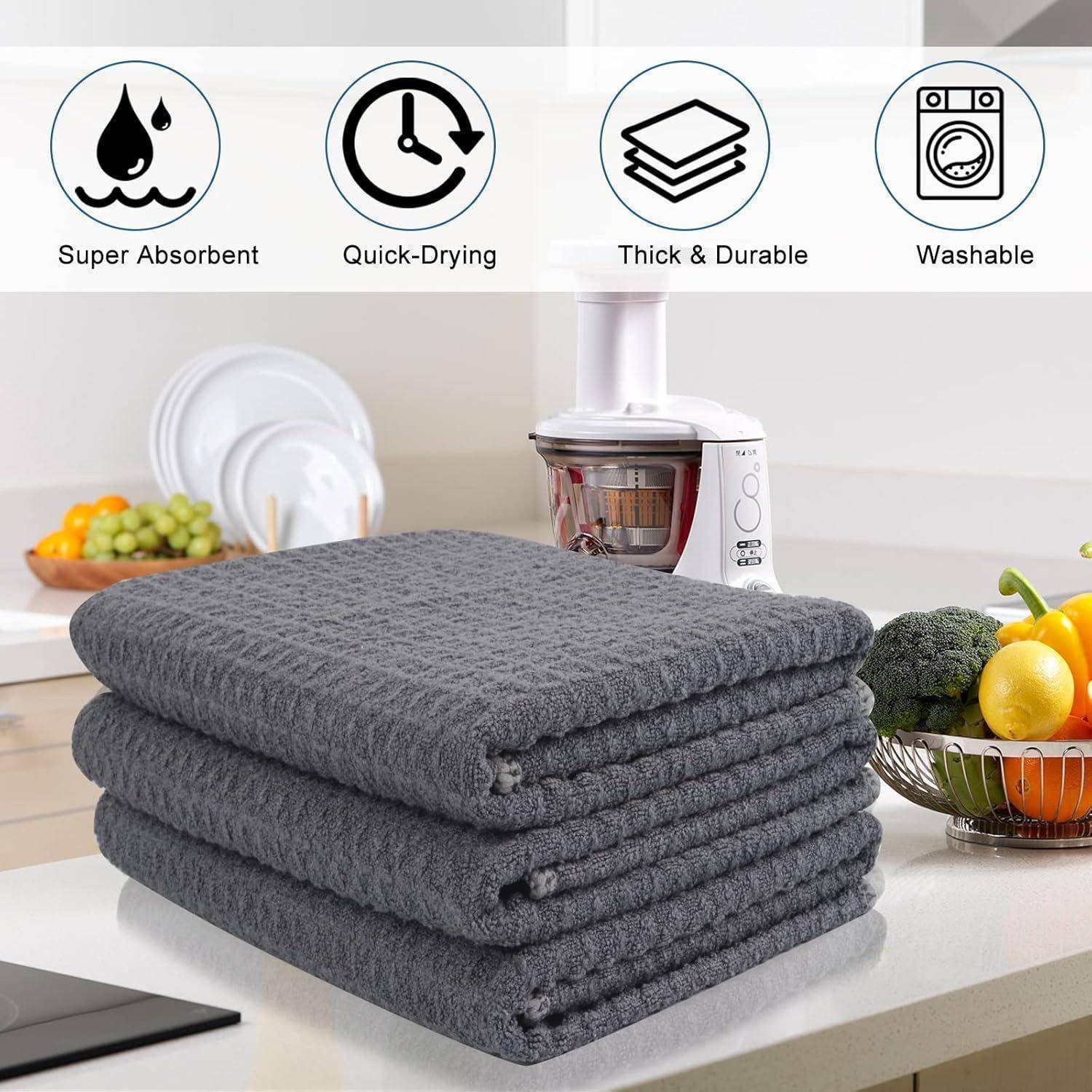 Microfaser Geschirrtücher 3er Set Grau, Super saugfähig 40x56cm