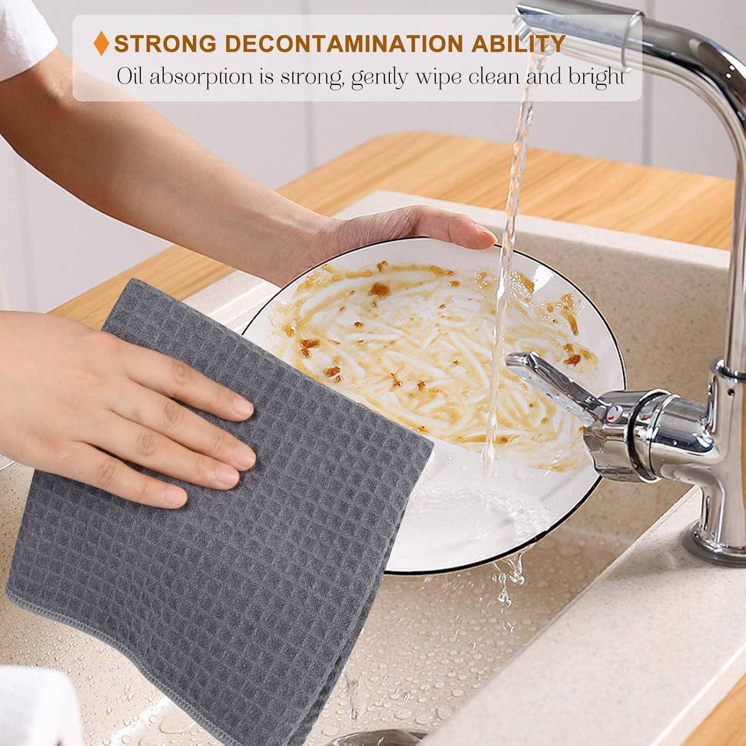 Microfaser Geschirrtücher 3er Set Grau, Super saugfähig 40x56cm