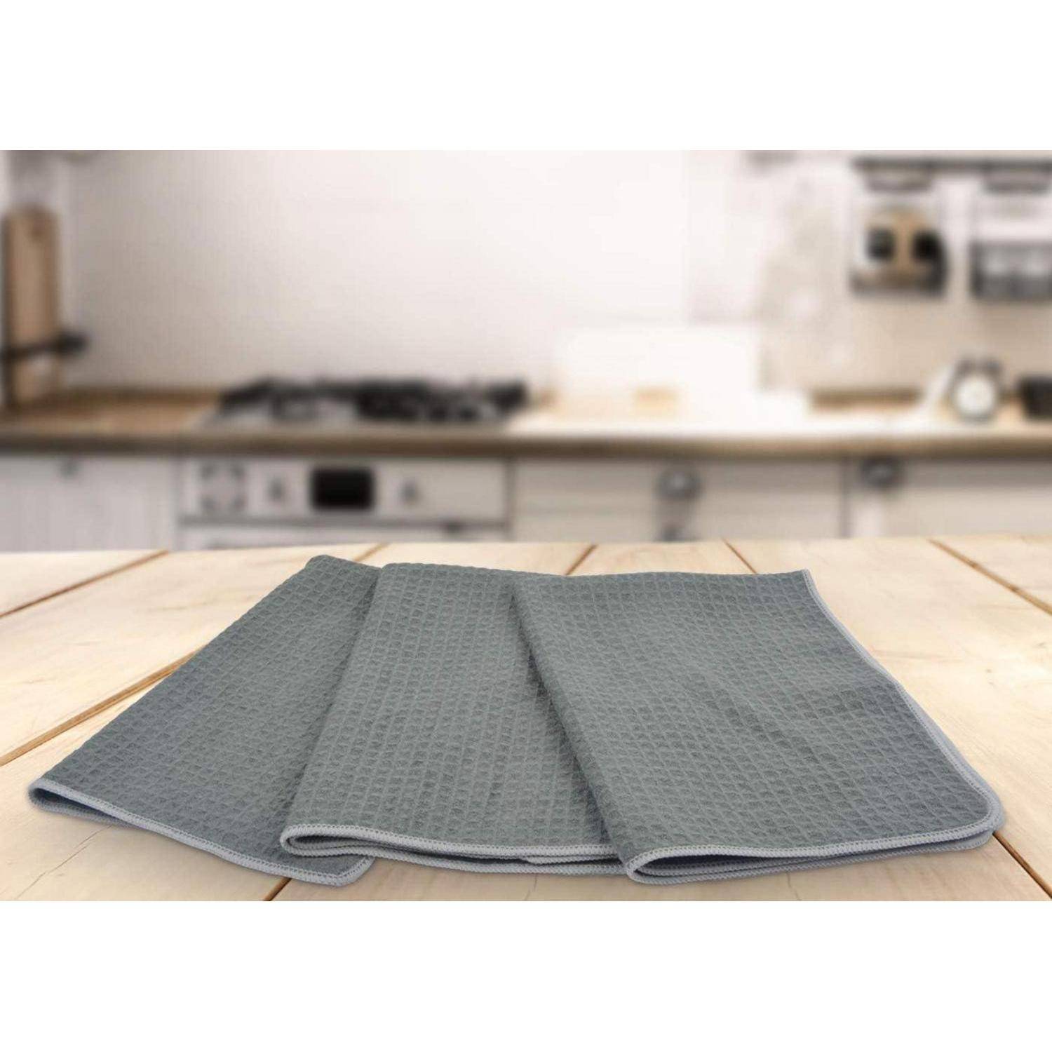 Microfaser Geschirrtücher 3er Set Grau, Super saugfähig 40x56cm