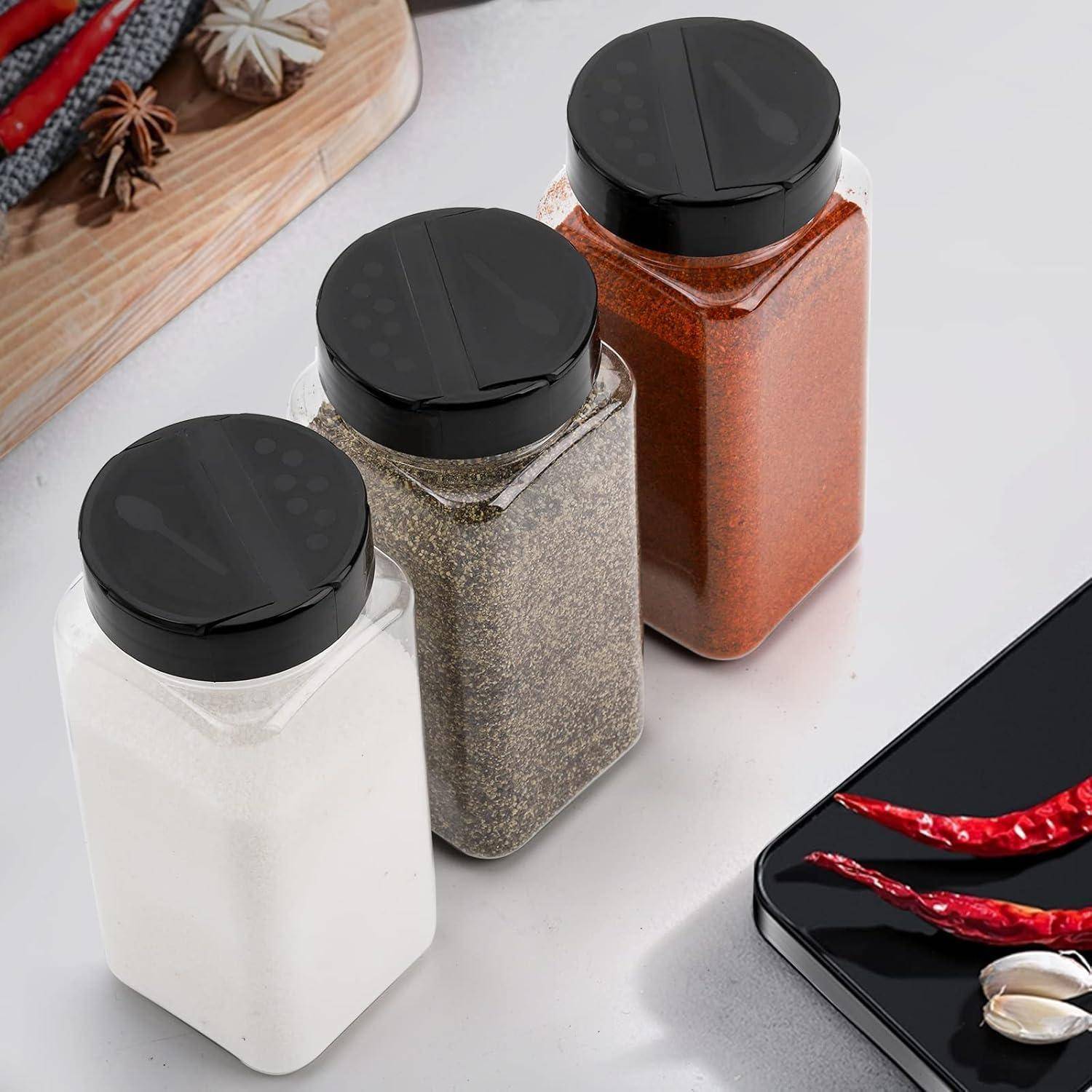 16er Set 600ml Kunststoff Gewürzdosen Shaker Deckel quadratisch klar
