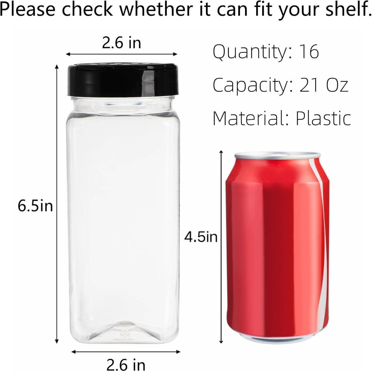 16er Set 600ml Kunststoff Gewürzdosen Shaker Deckel quadratisch klar