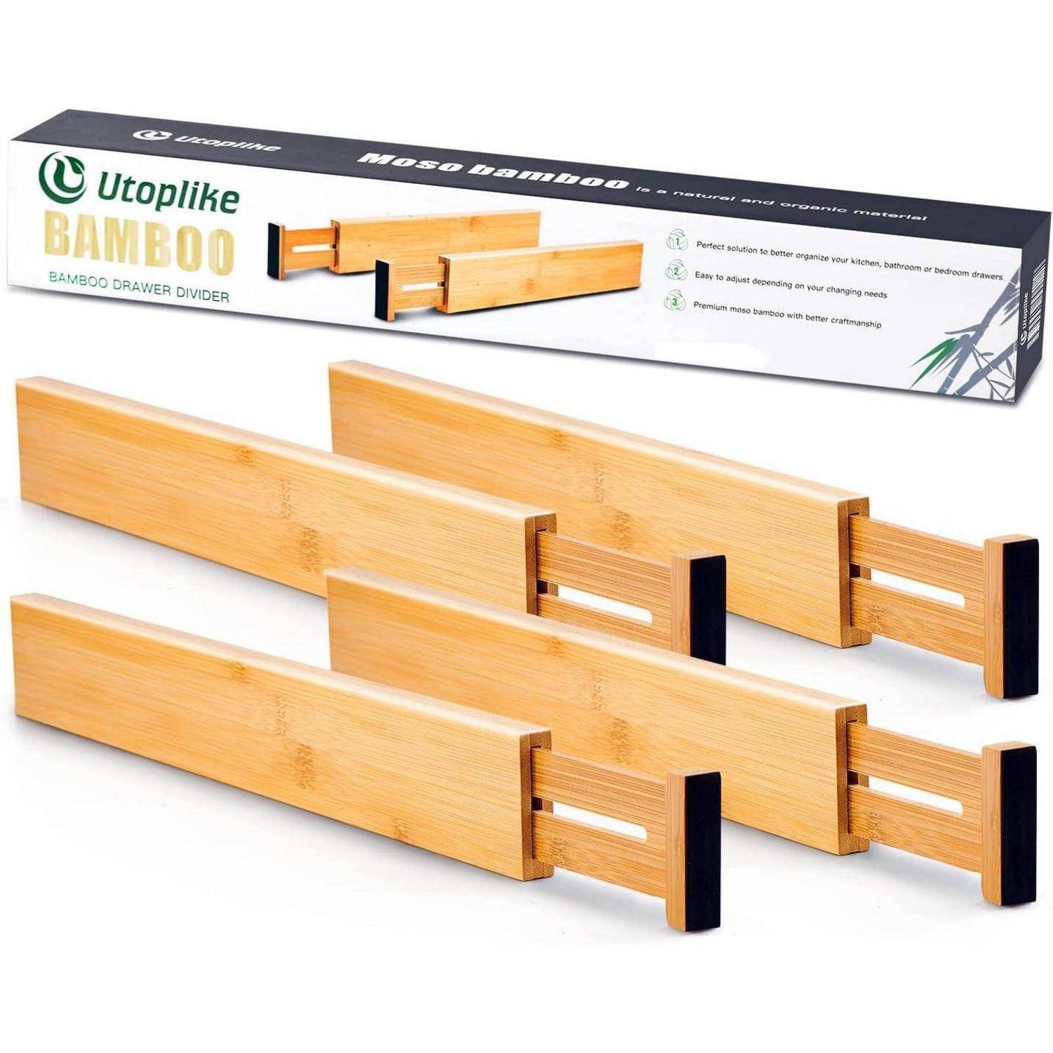 Schubladentrenner Verstellbar Bambus Schubladenorganizer gefedert