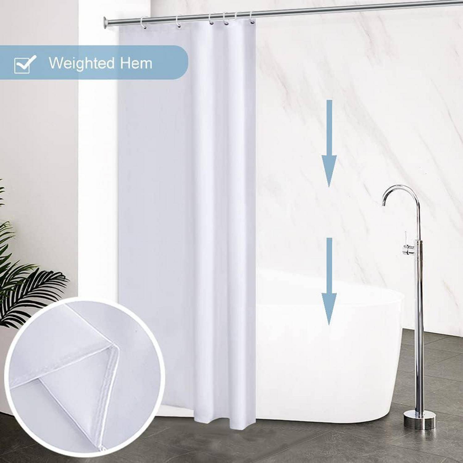 Schmaler Duschvorhang Polyester Stoff Wasserabweisend Waschbar