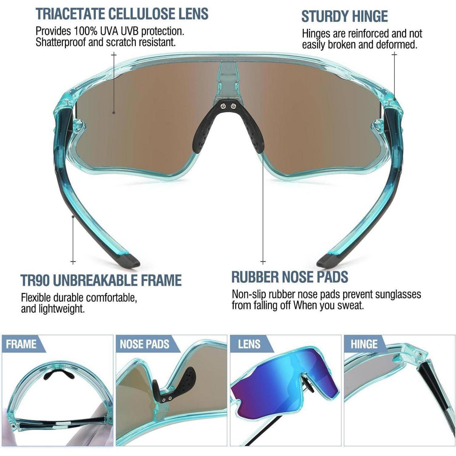 Kinder Sonnenbrille UV400 TR90 Rahmen Sport Radfahren DK268 Blau
