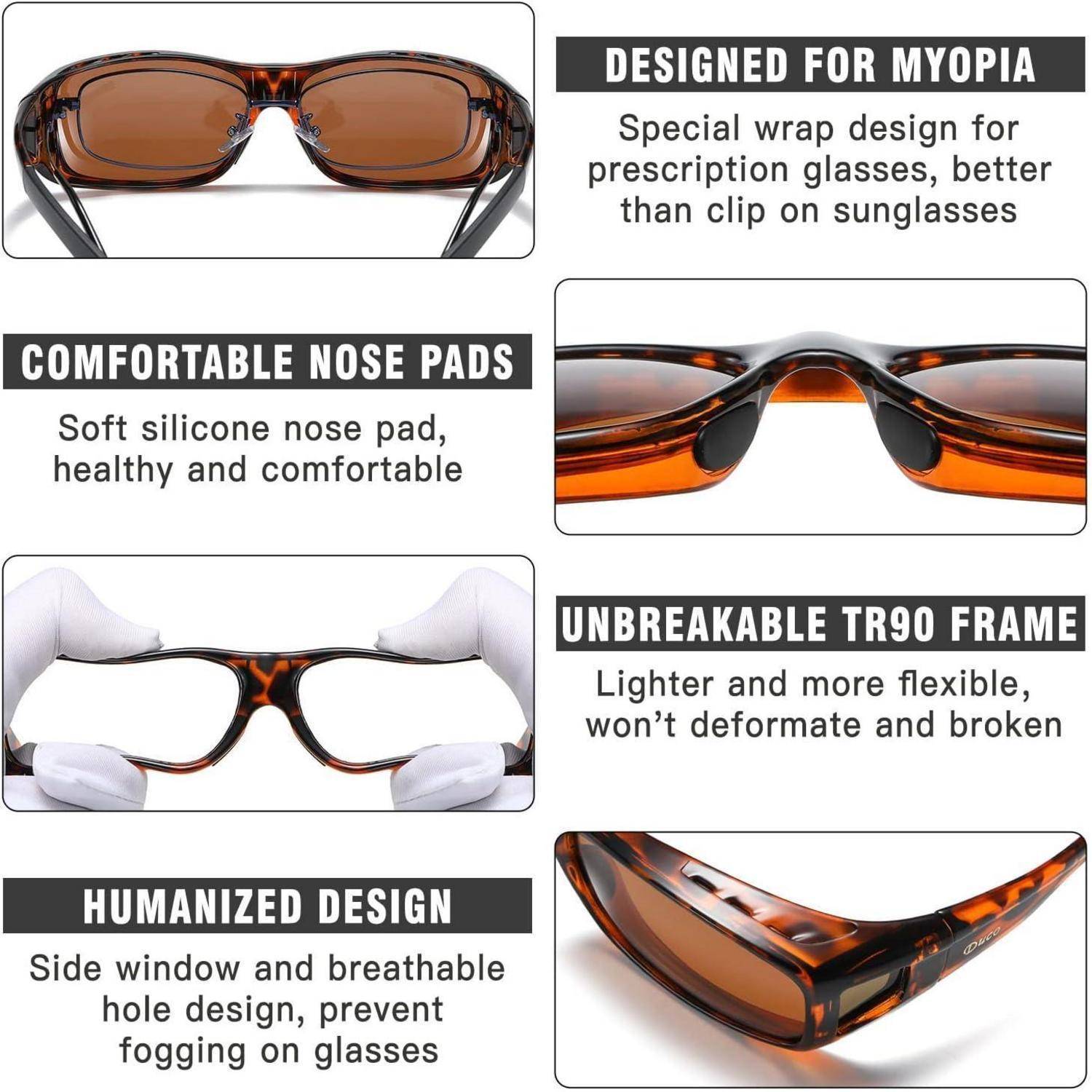 Polarisierte Sonnenbrille UV400 Schutz Überbrille Fit-over L