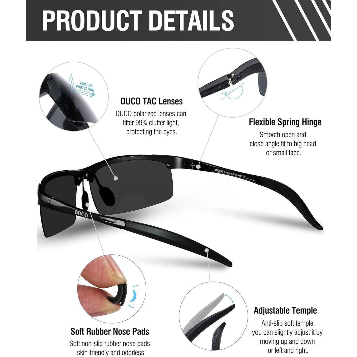 Herren Sportbrille Polarisierte Sonnenbrille Al-Mg Metallrahmen