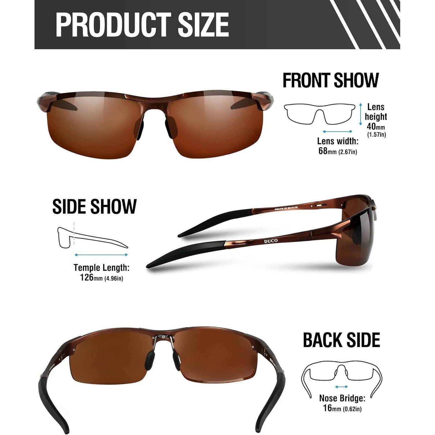 Herren Sportbrille Polarisierte Sonnenbrille Al-Mg Rahmen UV400 Schutz