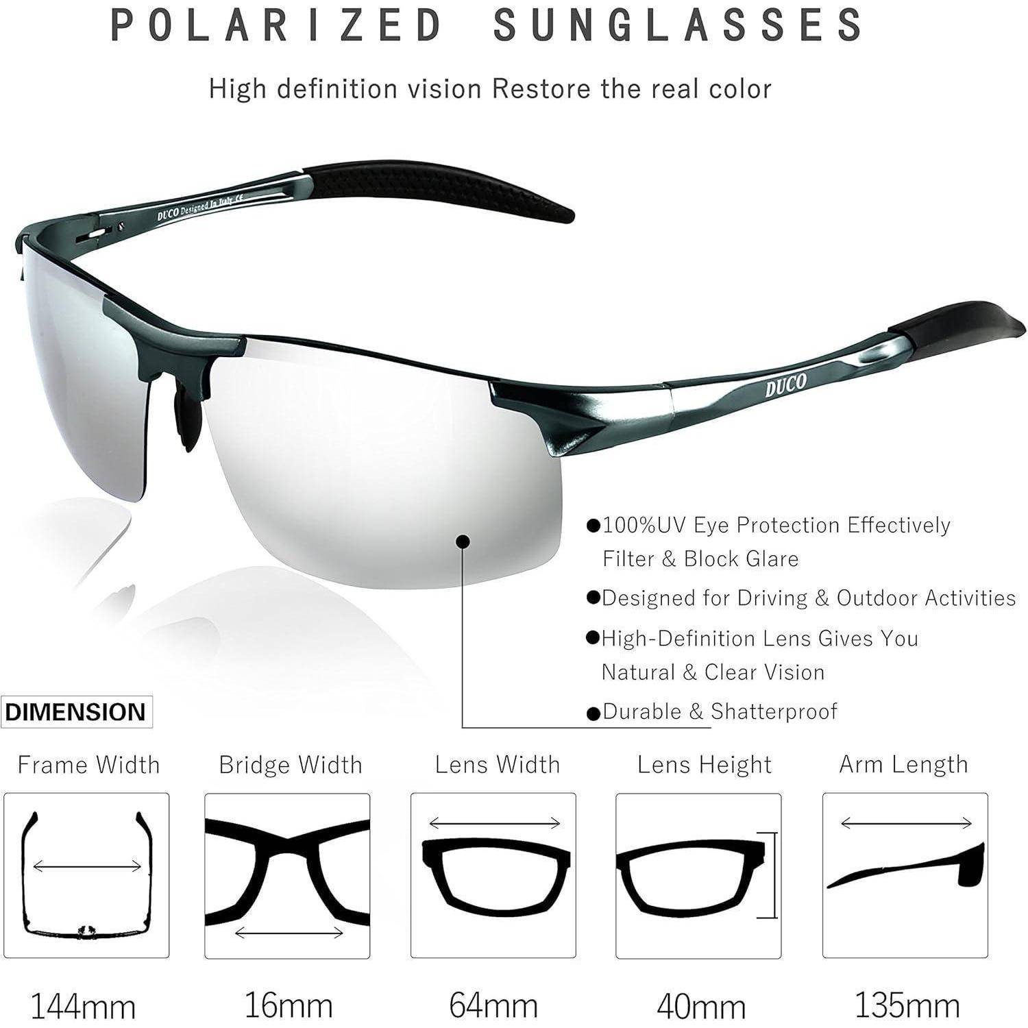 Herren Sportbrille Polarisierte Sonnenbrille UV400-Schutz Al-Mg