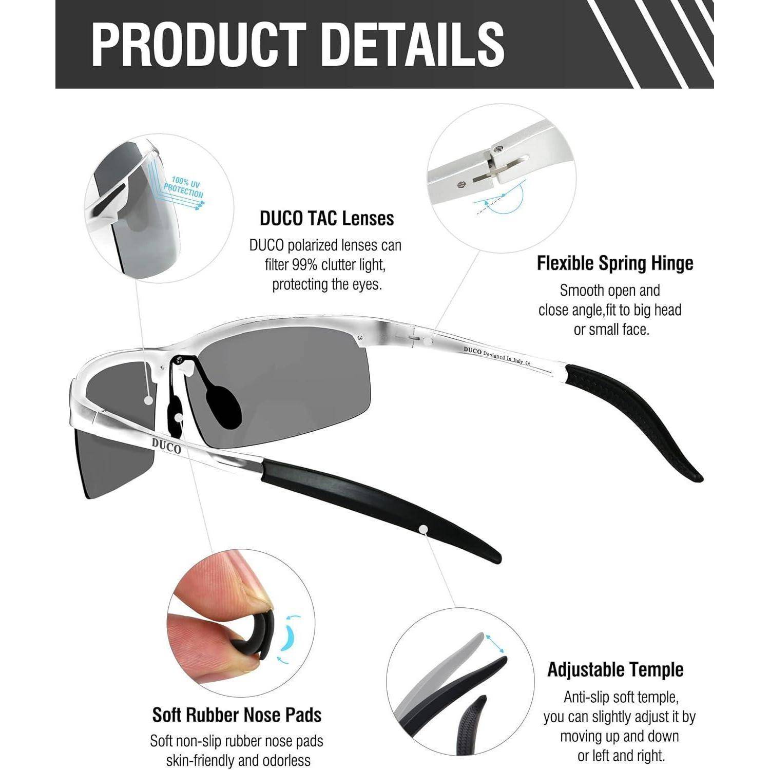 Herren Sportbrille Polarisierte Sonnenbrille Al-Mg Metallrahmen