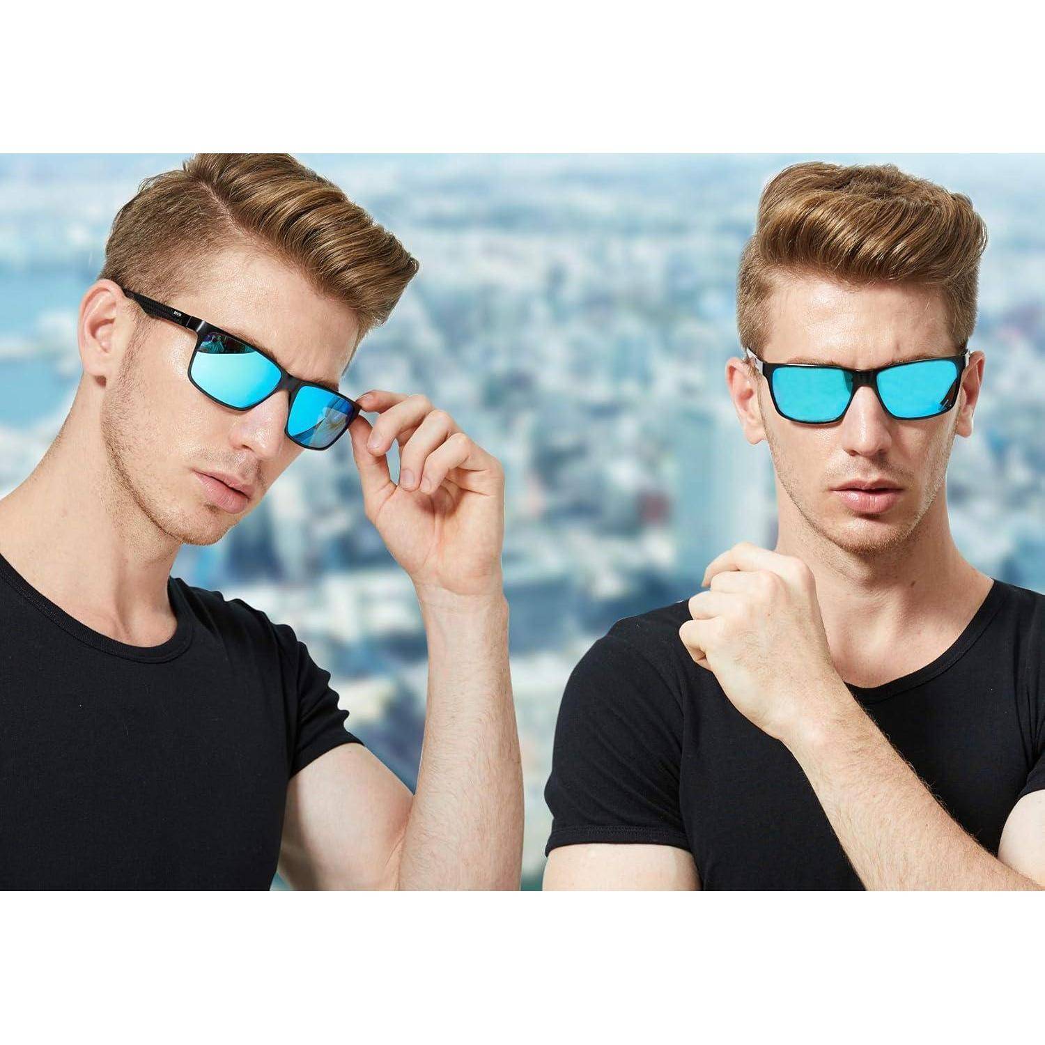 Herren Polarisierte Sonnenbrille Rechteckig Metallrahmen Kohlefaser
