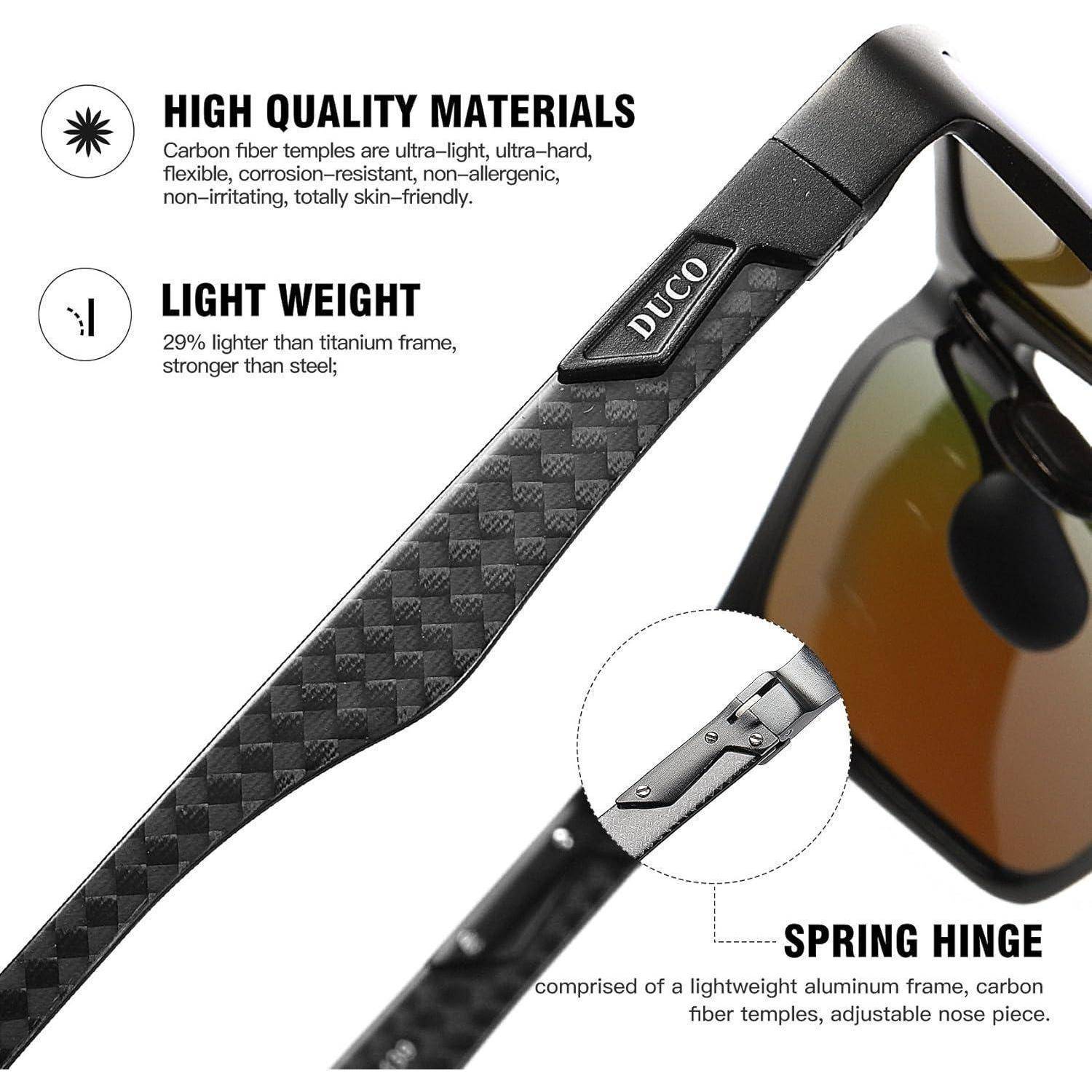 Herren Polarisierte Sonnenbrille Rechteckig Metallrahmen Kohlefaser