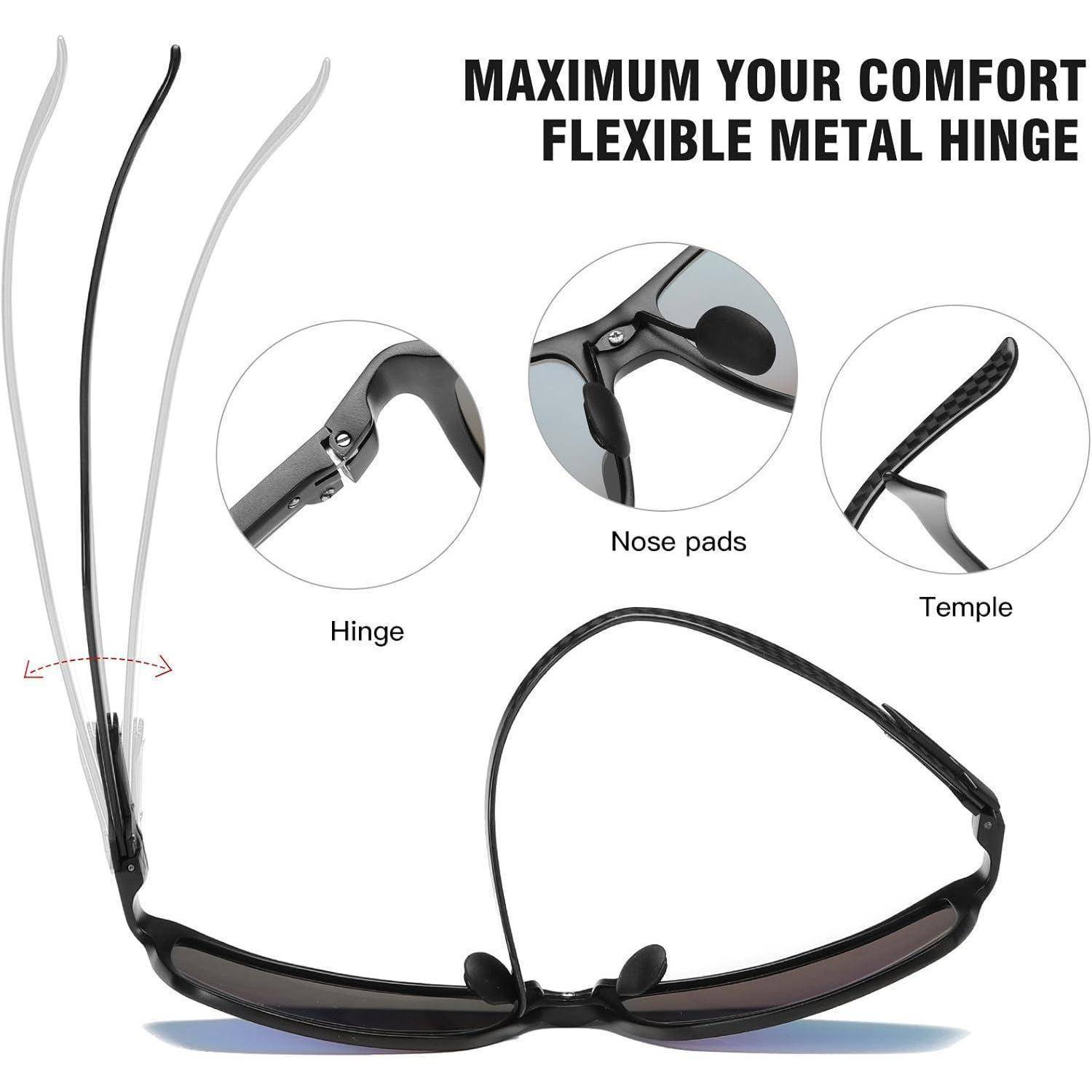 Herren Polarisierte Sonnenbrille Rechteckig Metallrahmen Kohlefaser