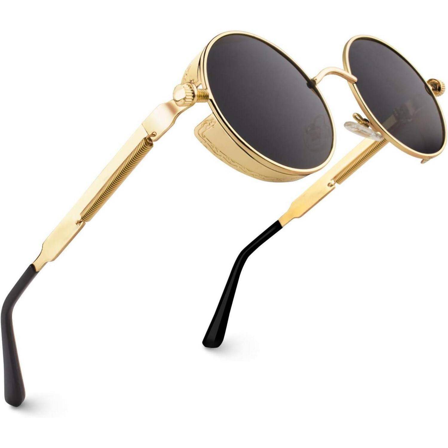Retro Runde Sonnenbrille Polarisiert Vintage Steampunk UV400 Schutz