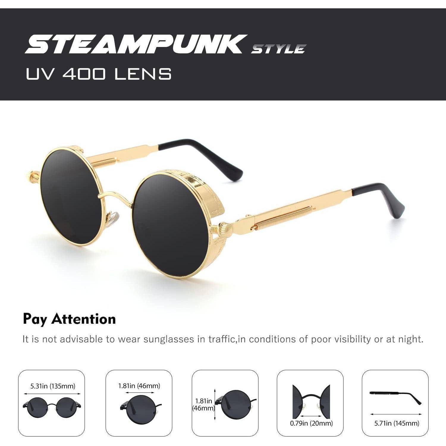 Retro Runde Sonnenbrille Polarisiert Vintage Steampunk UV400 Schutz