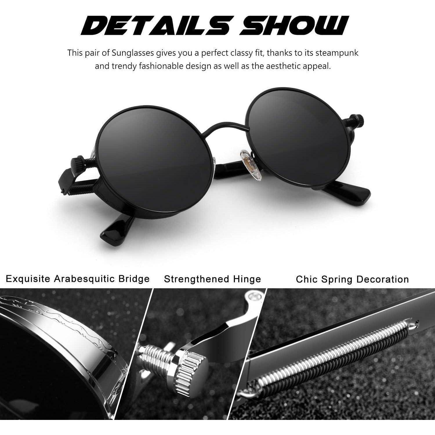 Polarisierte Sonnenbrille Herren Damen UV400 Schutz Retro Steampunk