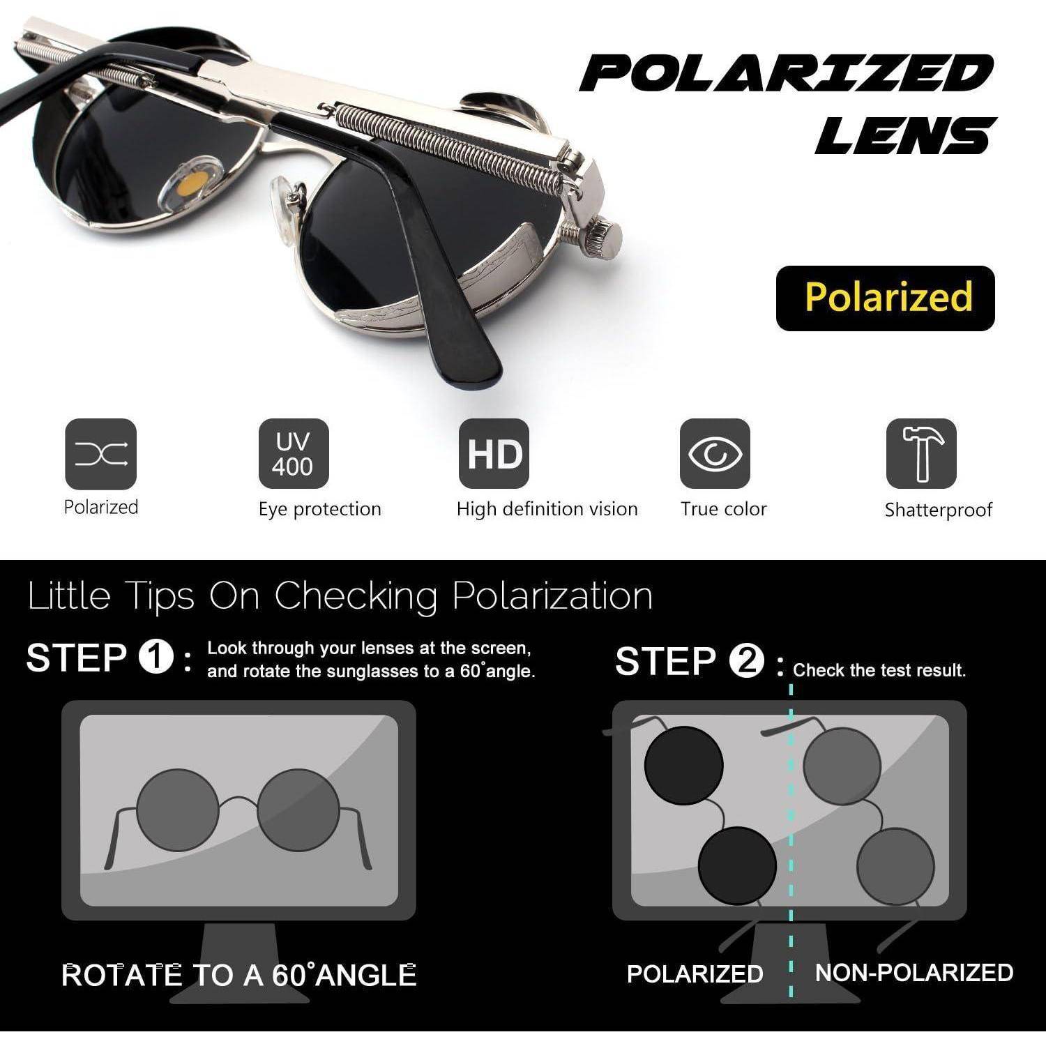 Sonnenbrille Rund Polarisiert 1.4 Silber Verspiegelte Blau