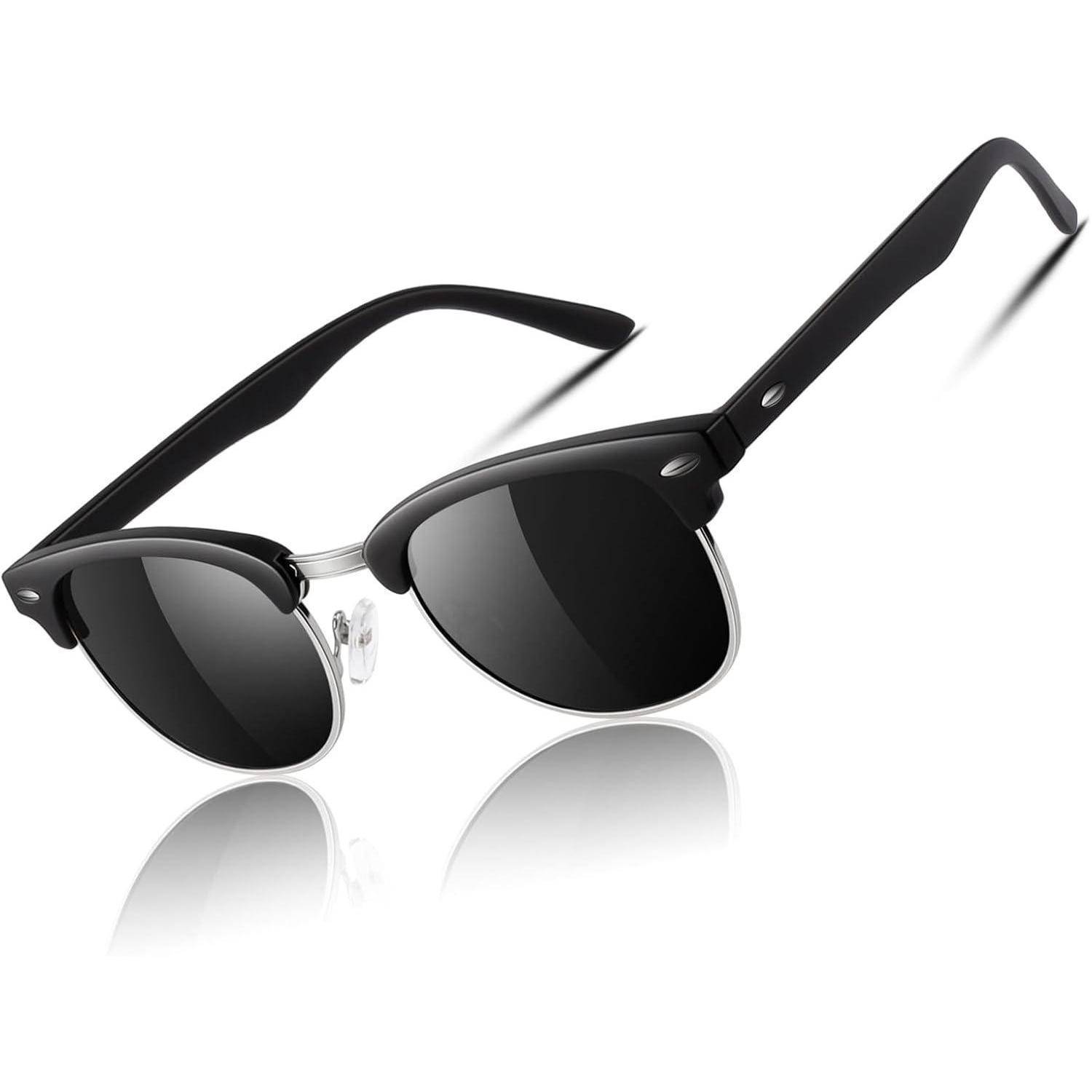 Vintage Retro Sonnenbrille Browline-Style Halbrahmen Schwarz-grau 51