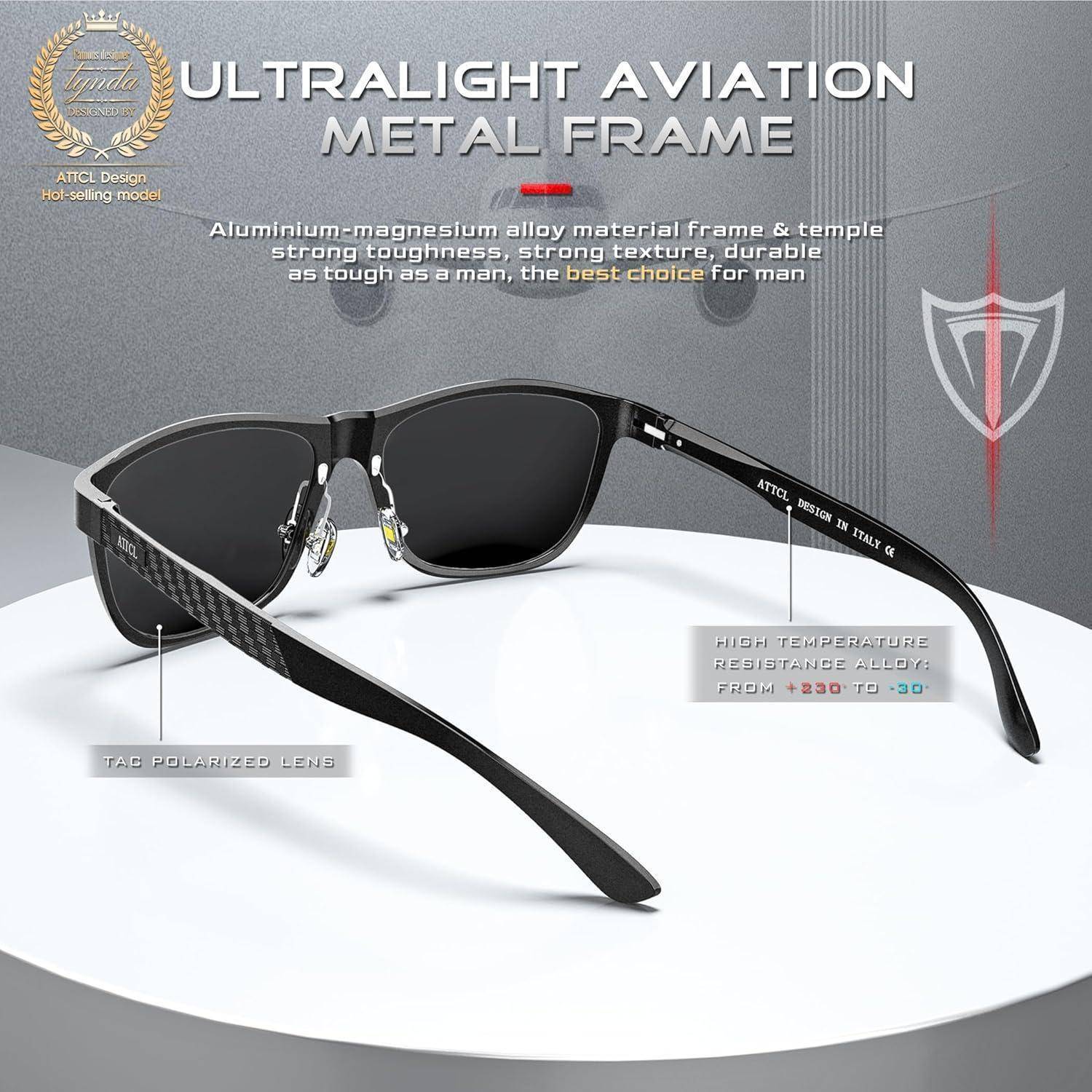 Herren Polarisierte Fahren Sonnenbrille Al-Mg Metallrahmen Ultra