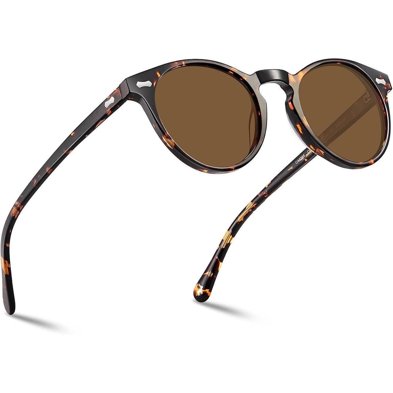 Polarisierte Sonnenbrille Herren Fahrenbrille Rund Schwarz mit Etui