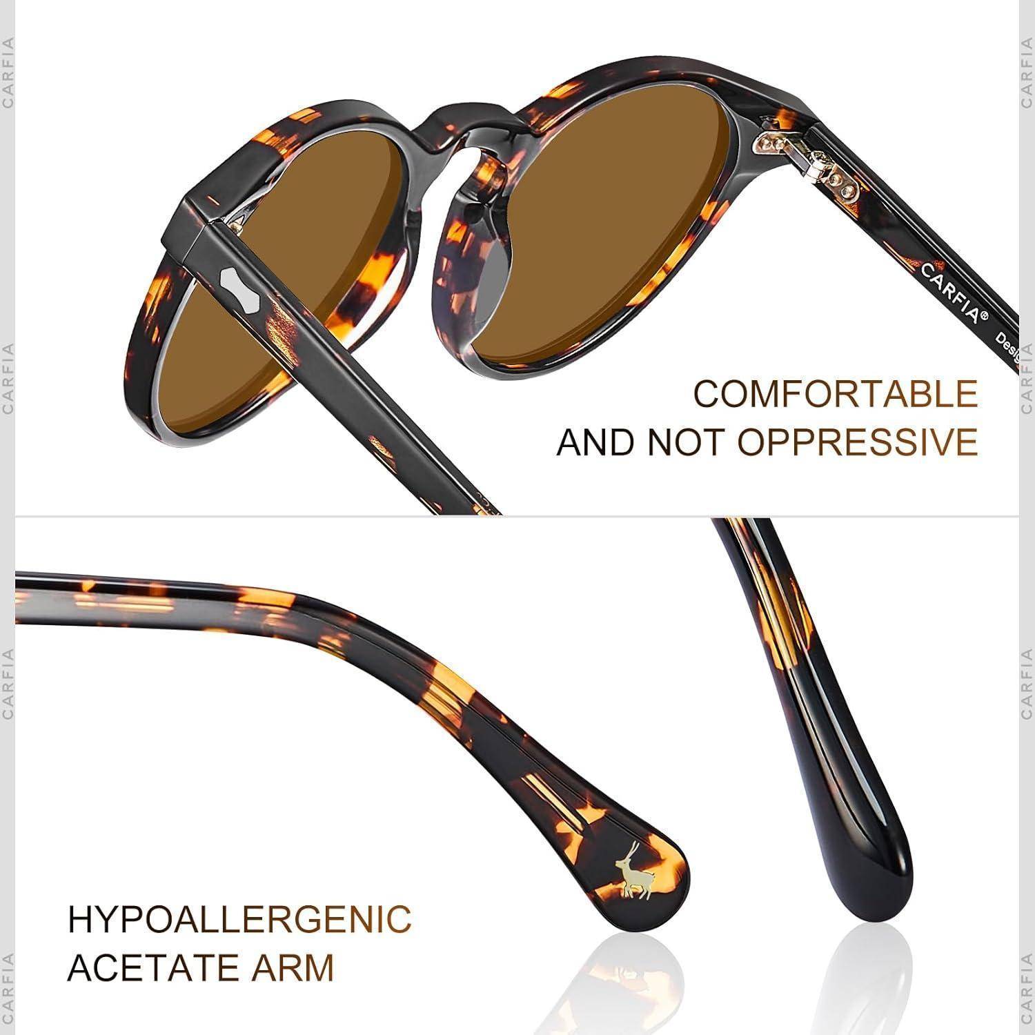 Polarisierte Sonnenbrille Herren Fahrenbrille Rund Schwarz mit Etui