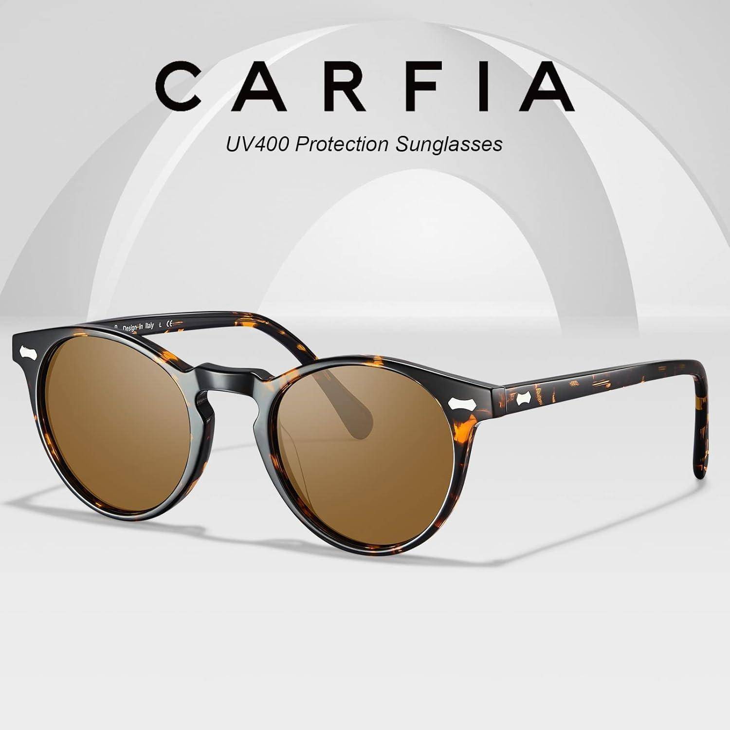 Polarisierte Sonnenbrille Herren Fahrenbrille Rund Schwarz mit Etui
