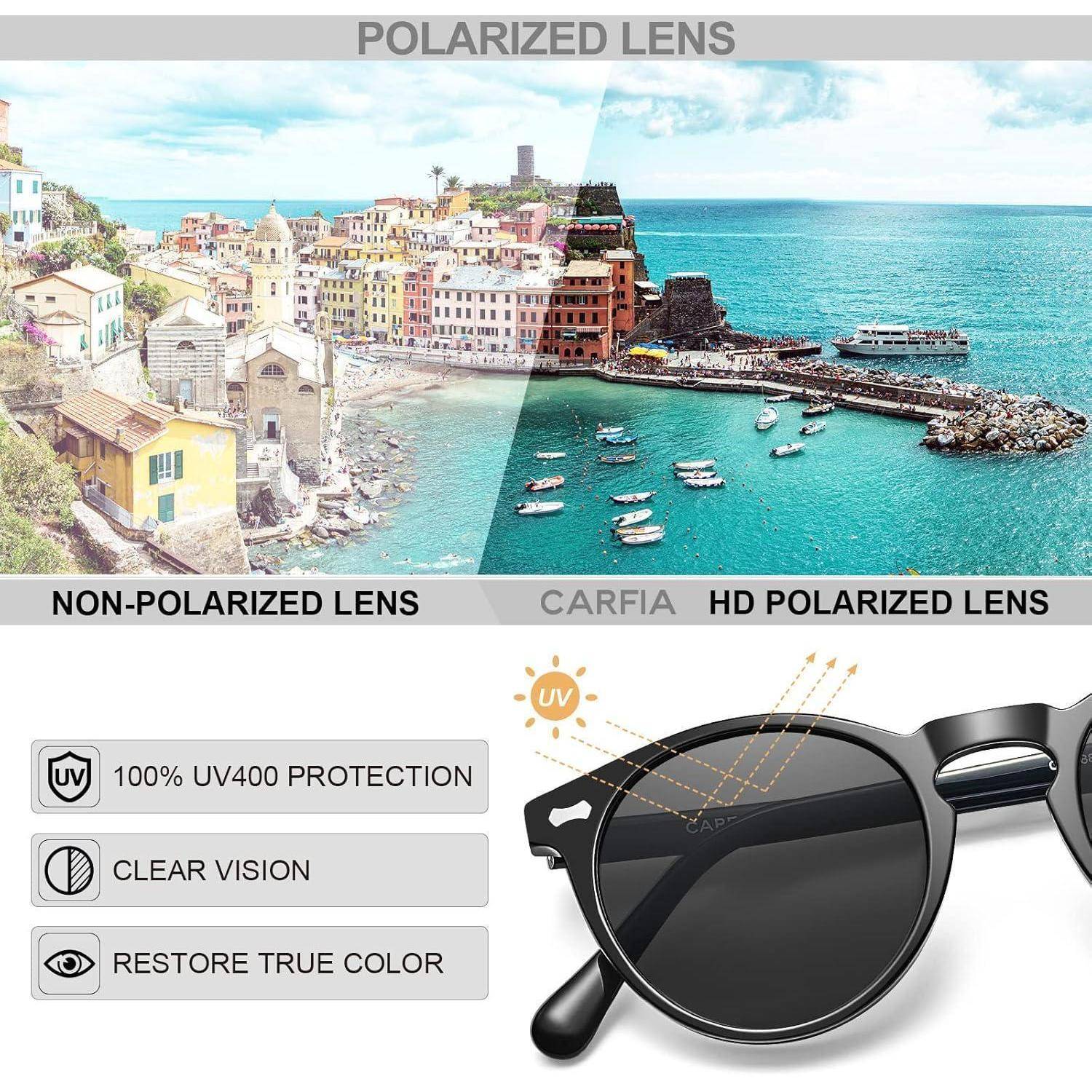 Polarisierte Sonnenbrille Herren Fahrenbrille Runden Rahmen mit Etui