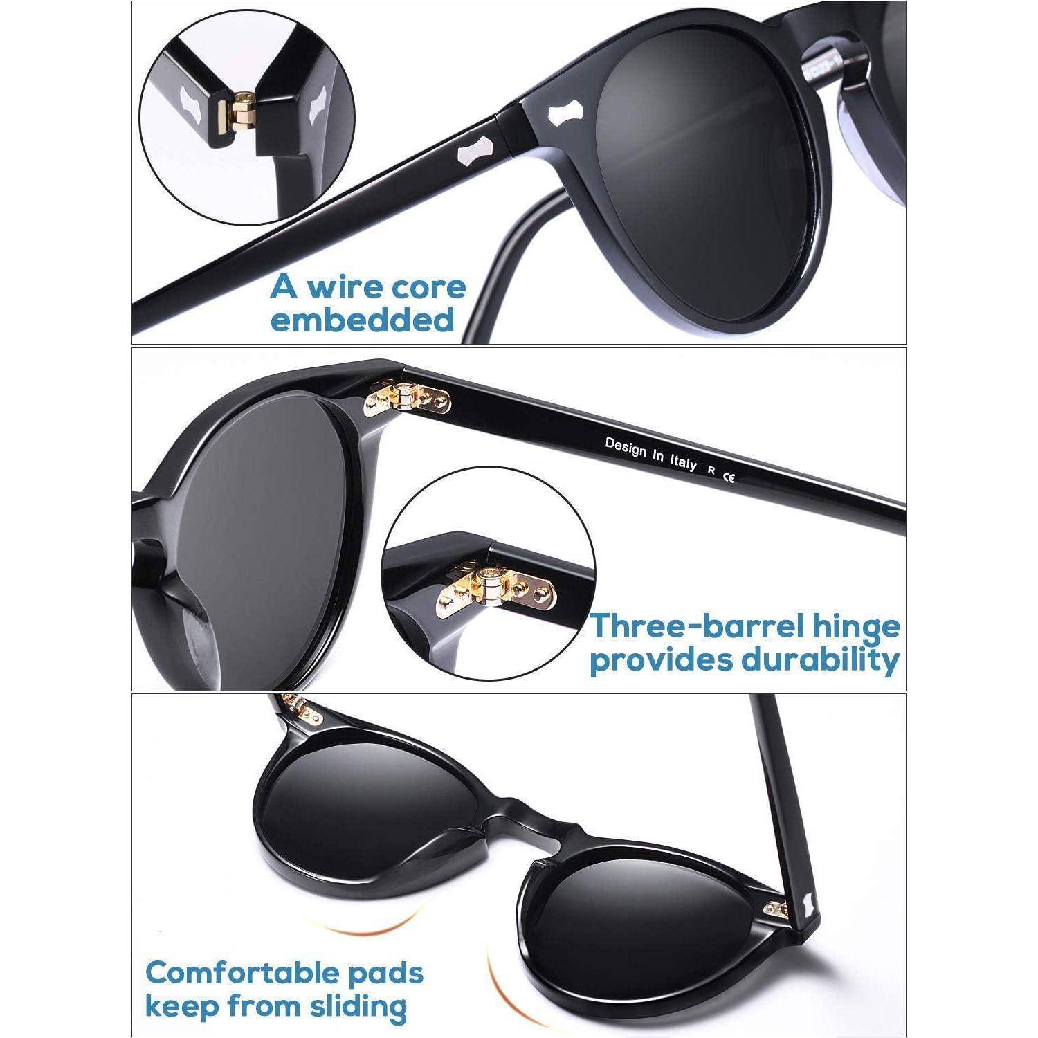 Polarisierte Sonnenbrille Herren Fahrenbrille Runden Rahmen mit Etui