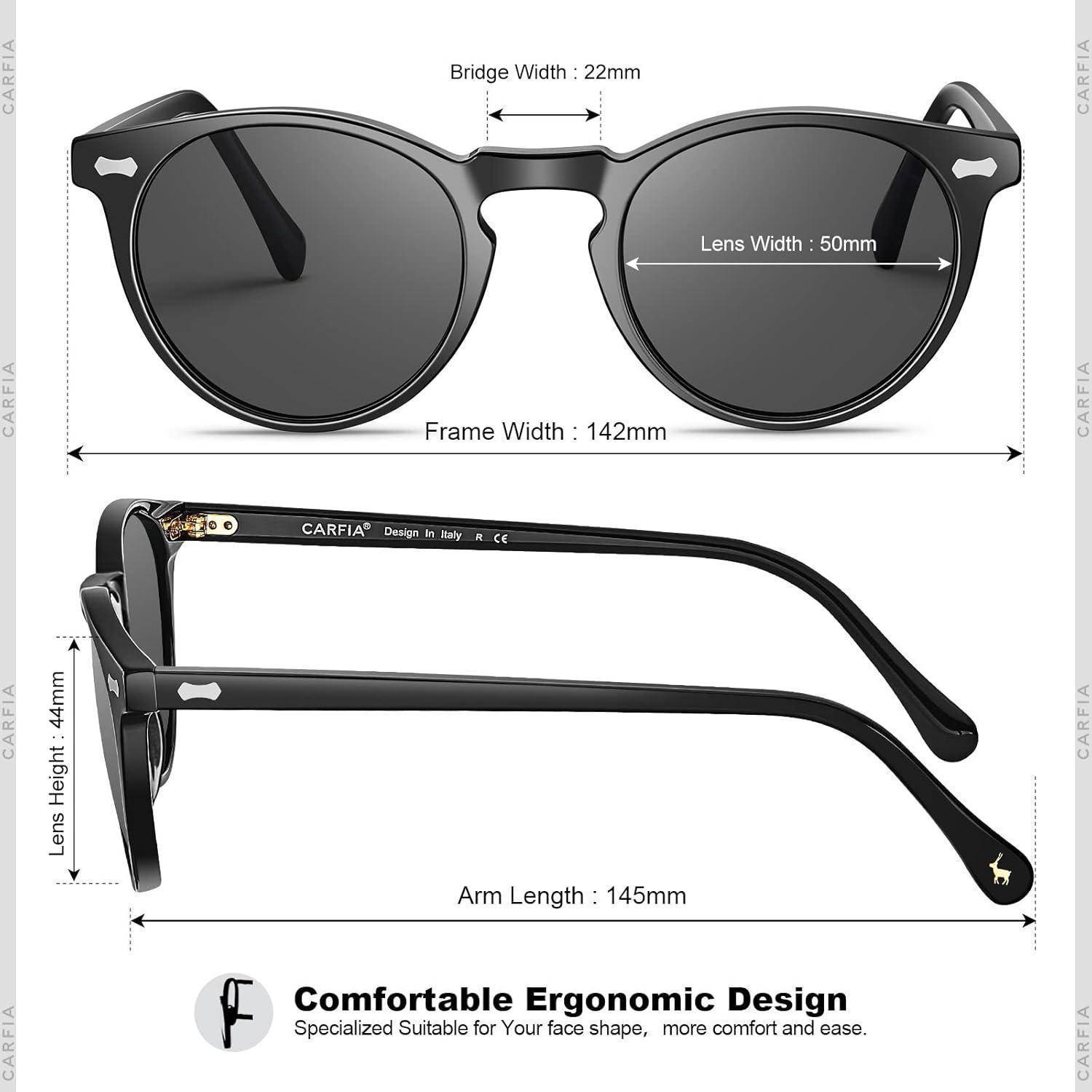 Polarisierte Sonnenbrille Herren Fahrenbrille Runden Rahmen mit Etui