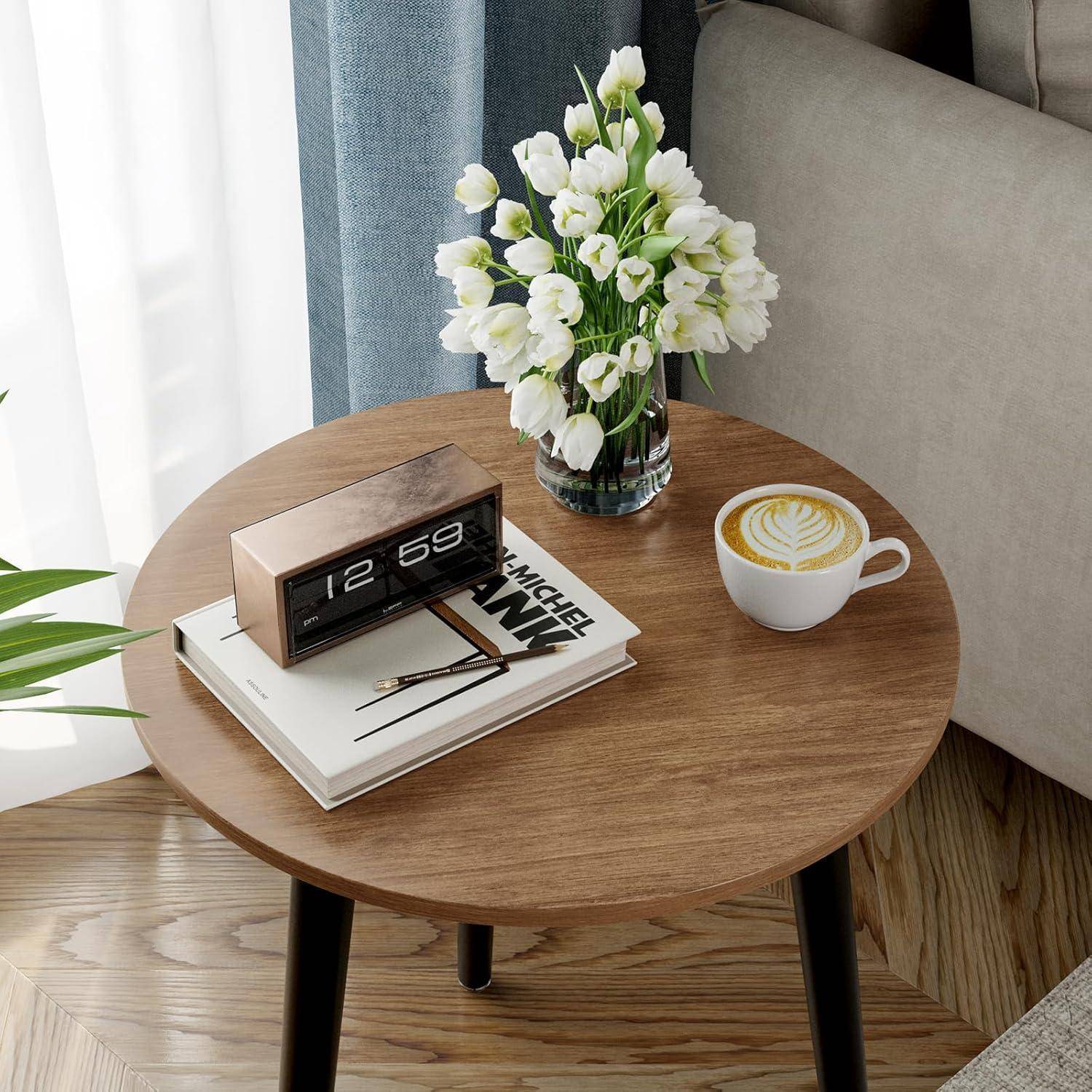Beistelltisch Rund Holz Klein Wohnzimmer Schlafzimmer Balkon